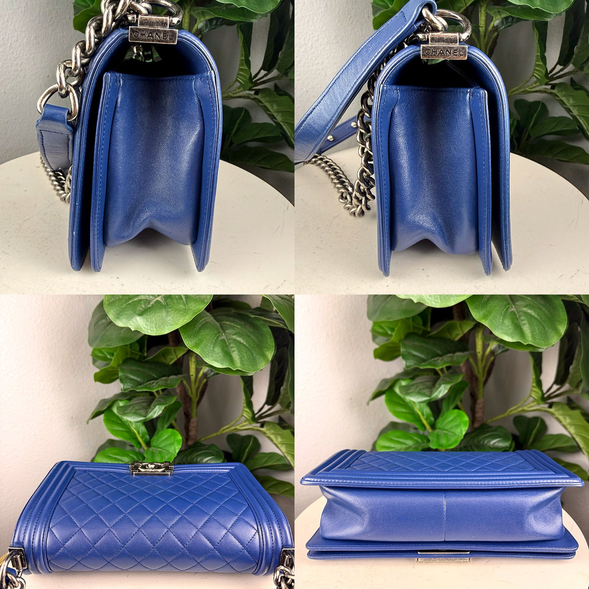 Authentic Chanel Boy Bag Medium Blue Quilted Lambskin Silver Hardware - 05_extra.jpg