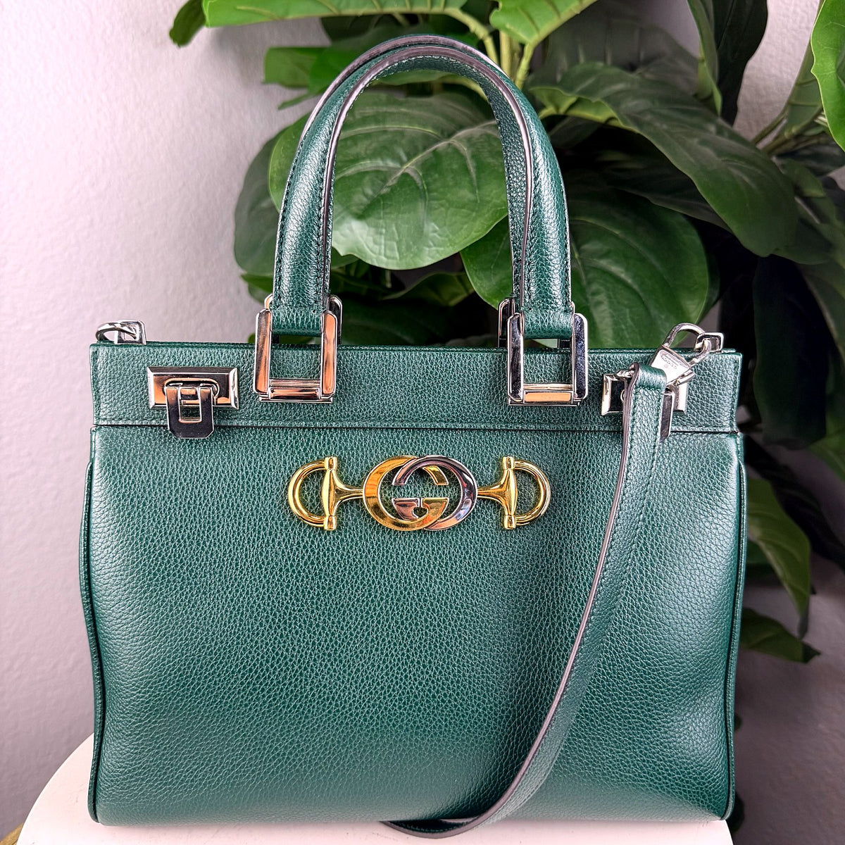 Authentic Gucci Zumi Small Top Handle Bag Green Leather - 01_photo.jpg