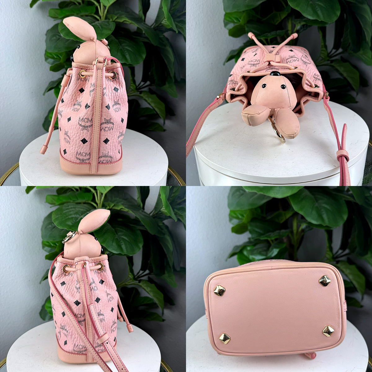 Authentic MCM Zoo Rabbit Charm Mini Bucket Bag Pink Visetos - 05_extra.jpg
