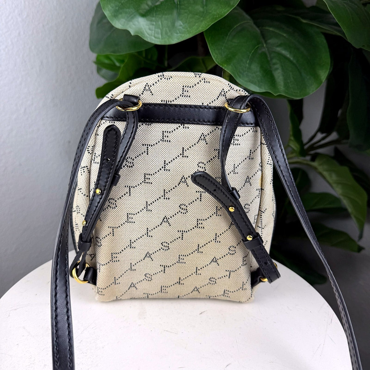 Authentic Stella McCartney Monogram Canvas Mini Backpack Black Trim - 02_photo.jpg