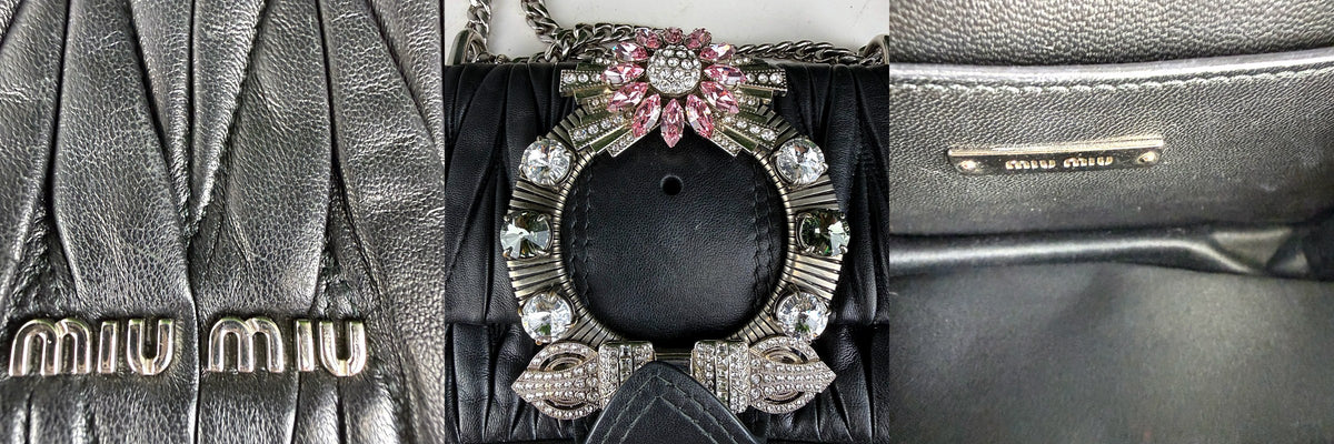 Authentic Miu Miu Matelassé Lady Bag Black Leather Crystal Buckle - 05_inside.jpg