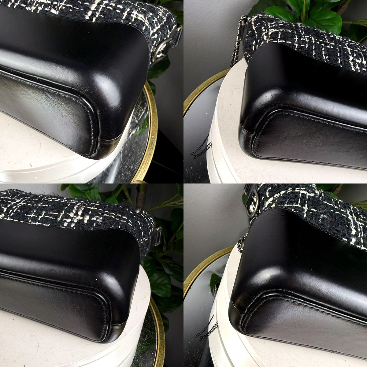 Authentic Chanel Black Patent Leather Tweed Gabrielle Hobo Bag - 03_corners.jpg