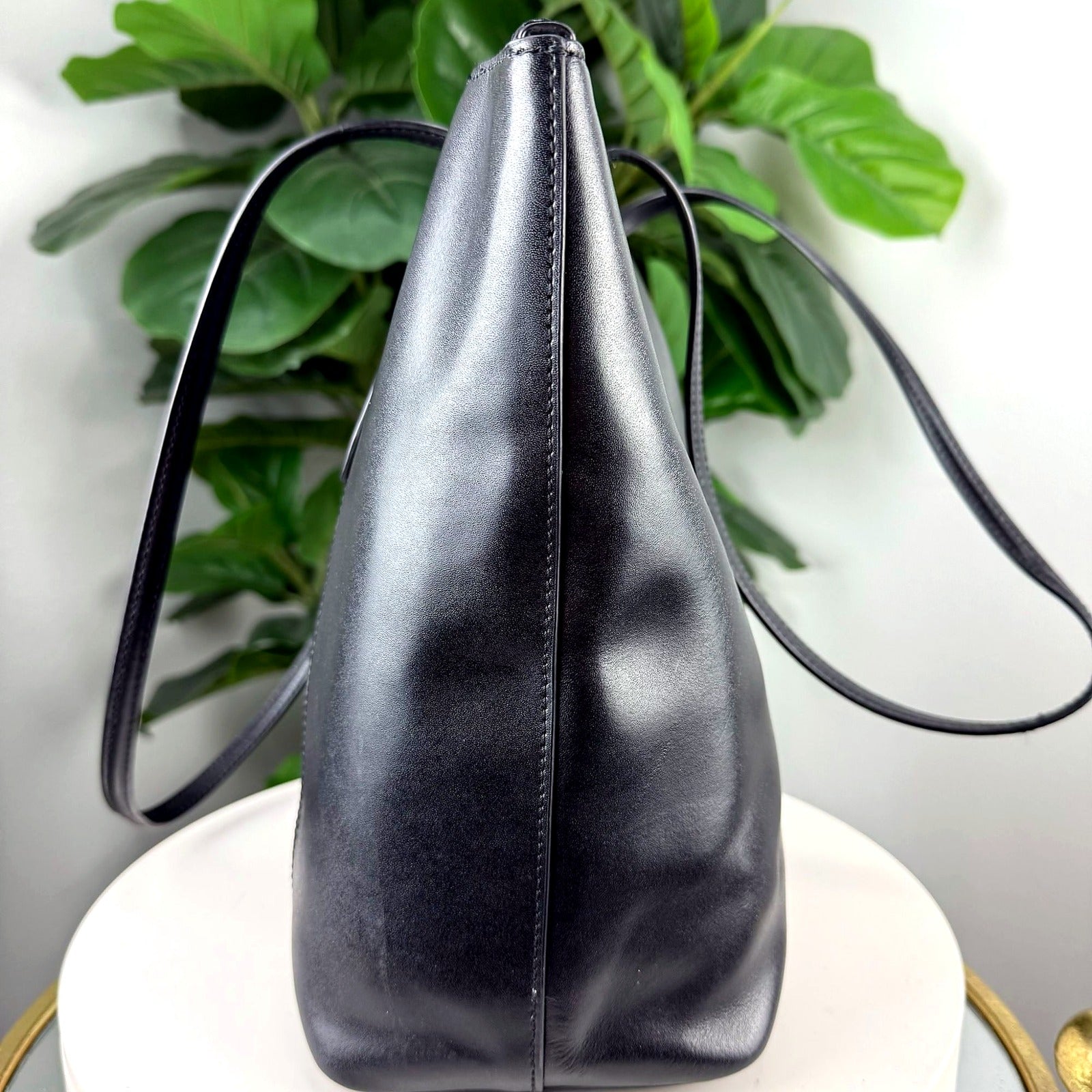 Kate Spade New York Black Leather Zip-Top Tote Bag