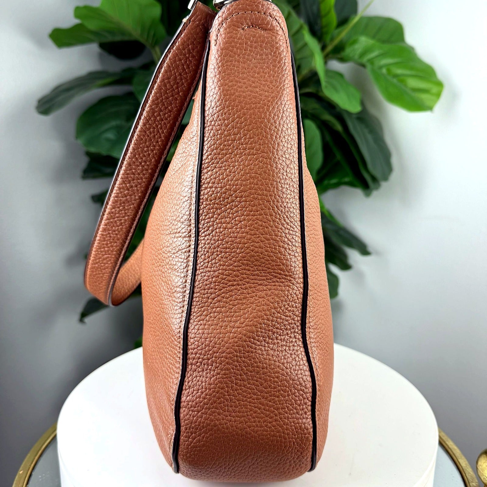 Kate Spade New York Cognac Pebbled Leather Hobo Bag