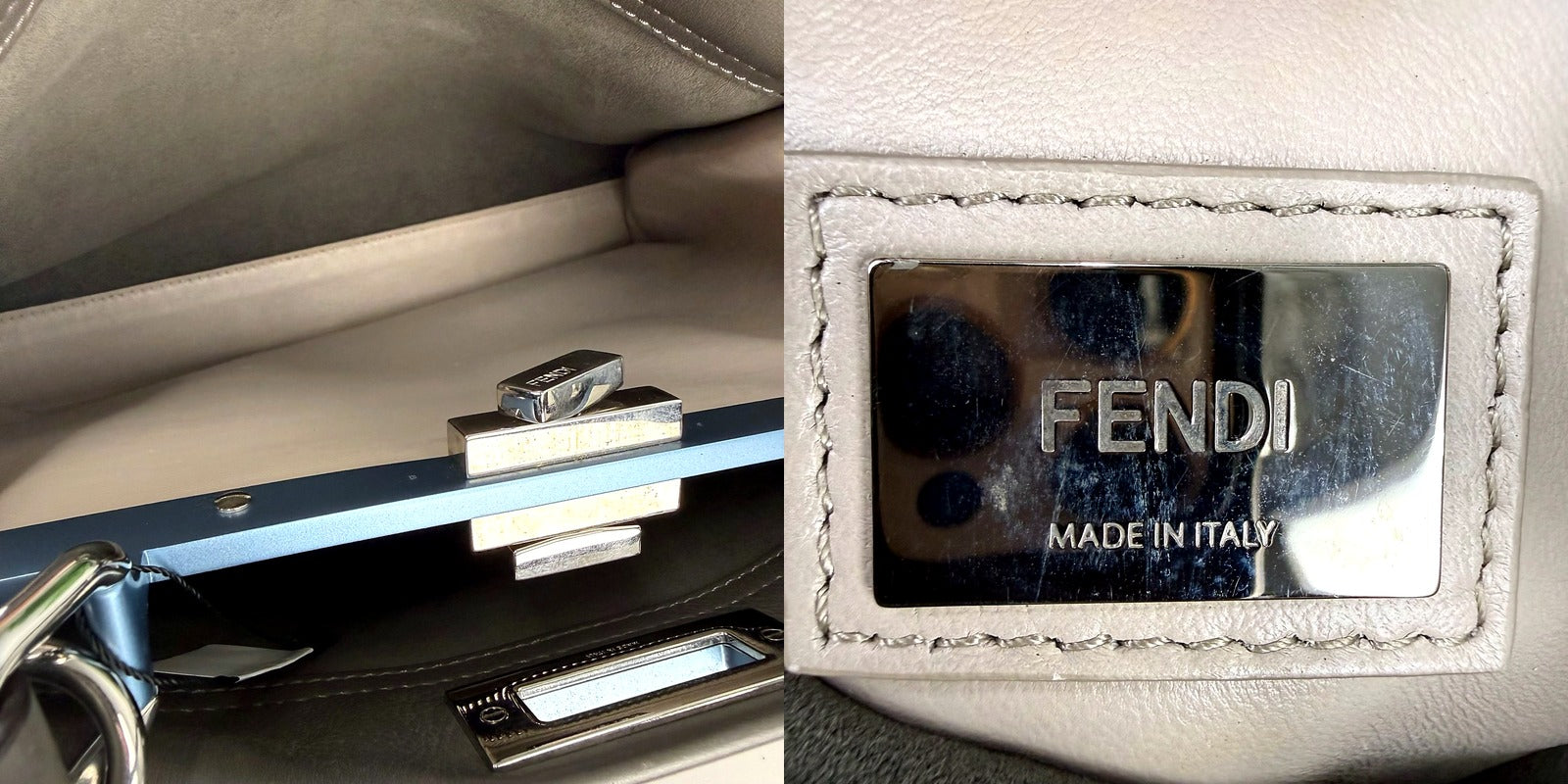 Fendi Peekaboo Taupe Leather Satchel Bag