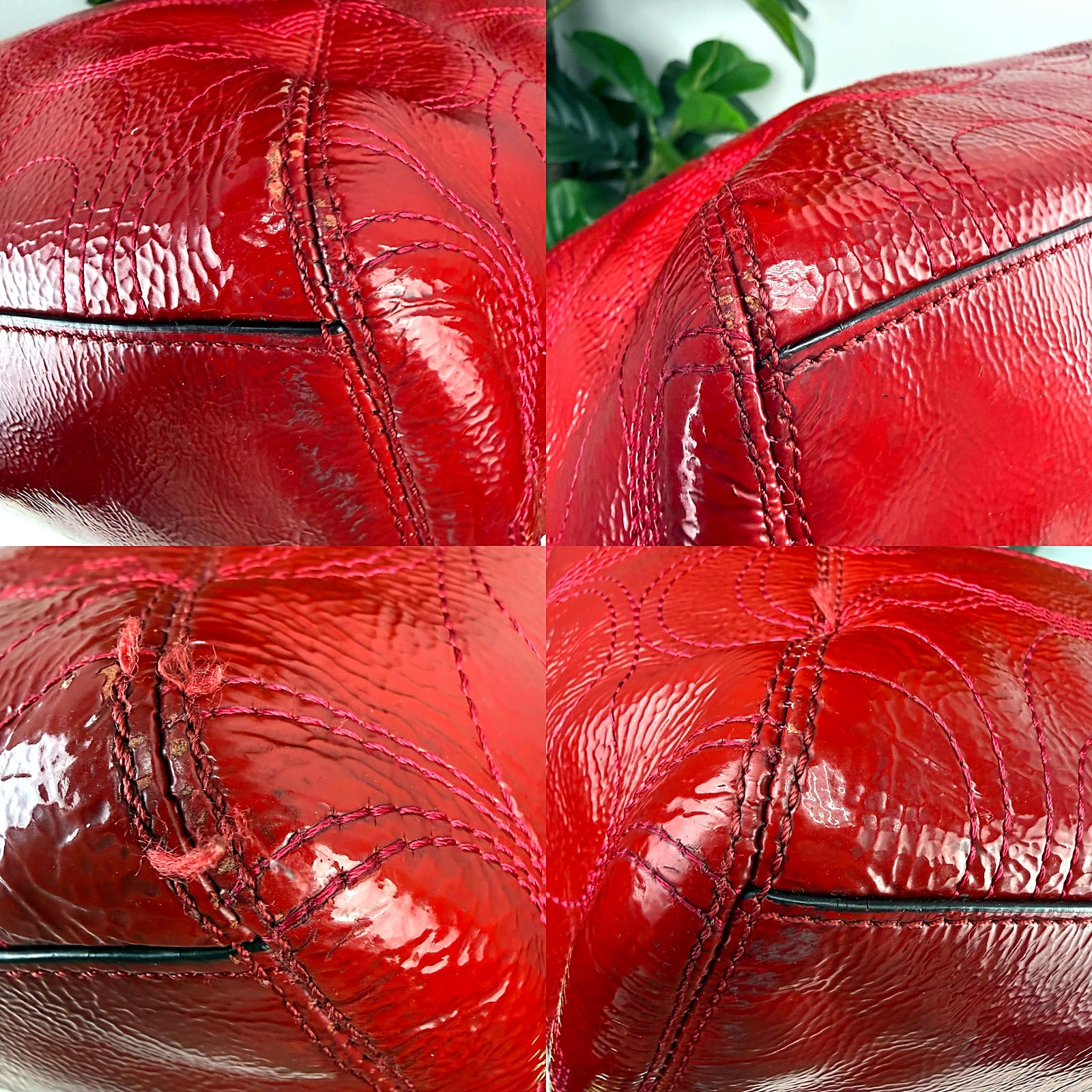 Authentic Coach Red Patent Leather Tote - COACH EST. 1941 Disc Logo