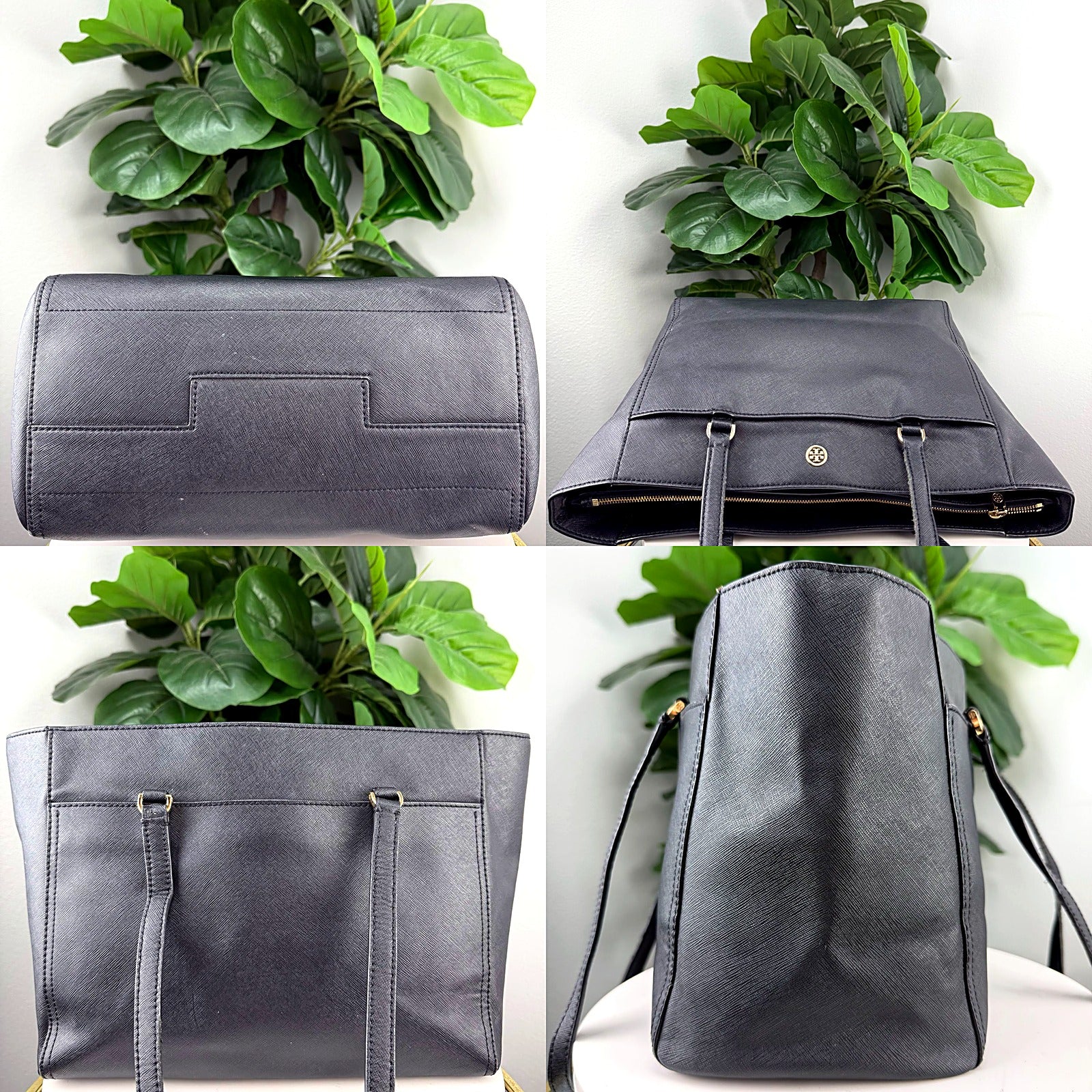 Authentic Tory Burch Black Saffiano Leather Robinson Tote