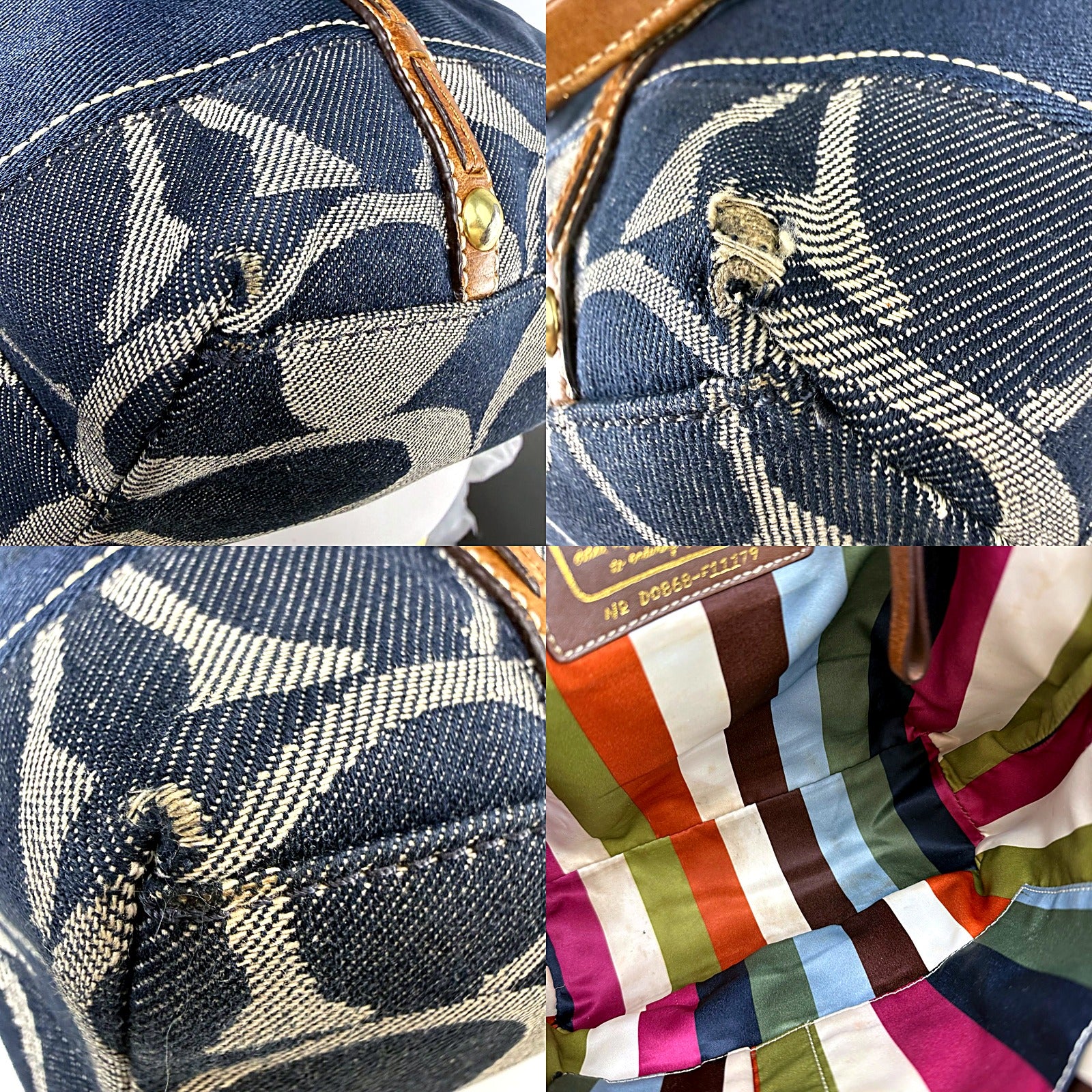 Authentic Coach Denim Signature Tote - Indigo Denim, Tan Leather Trim