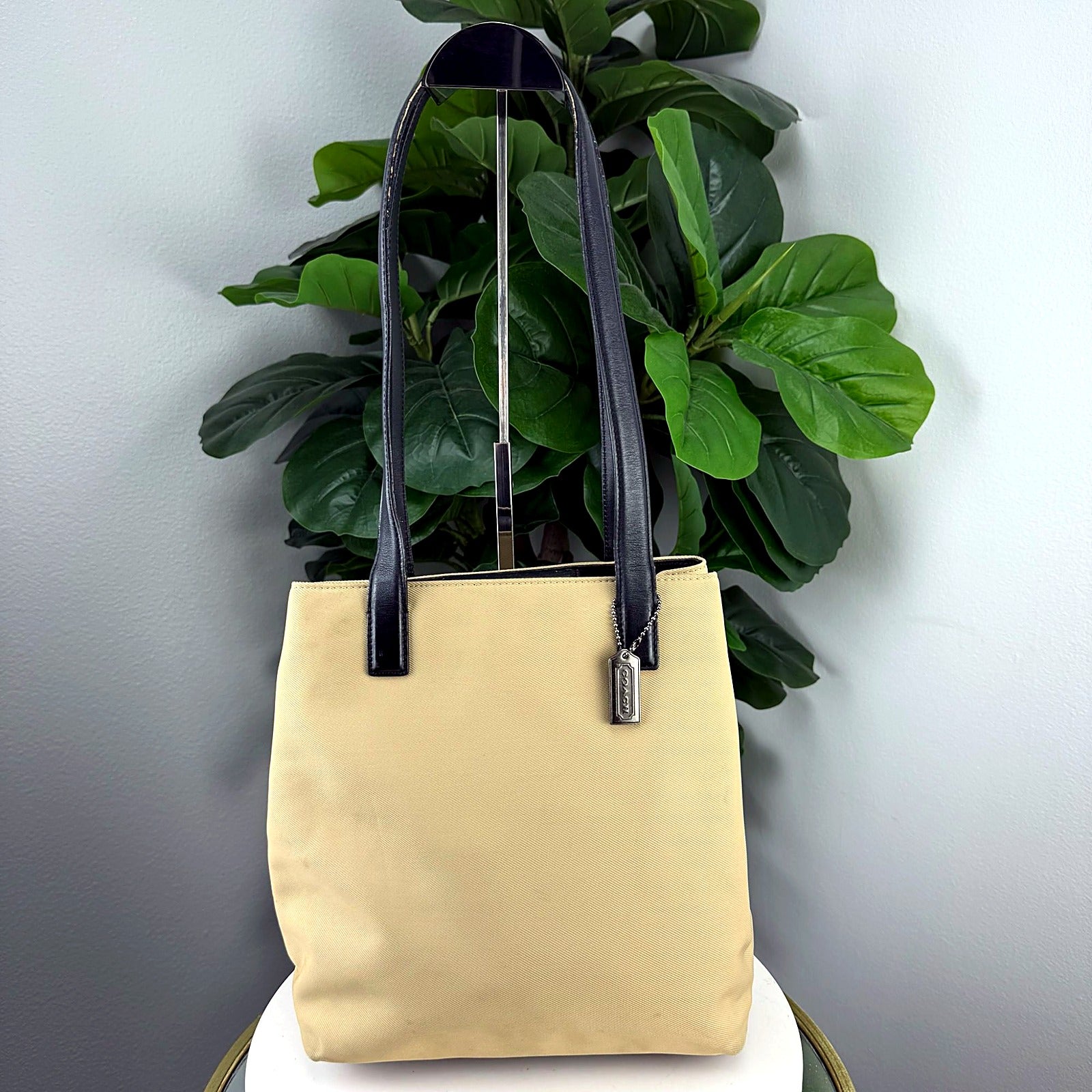 Coach khaki nylon twill tote front