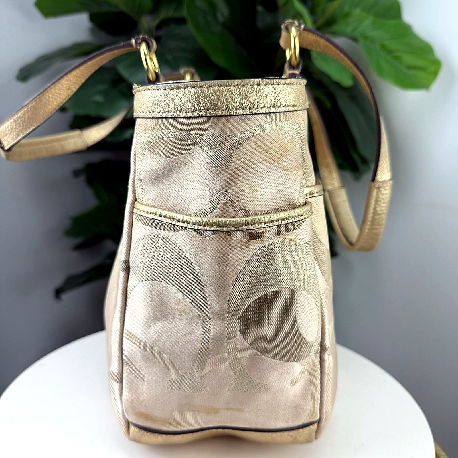 Coach ivory signature jacquard Gallery tote back