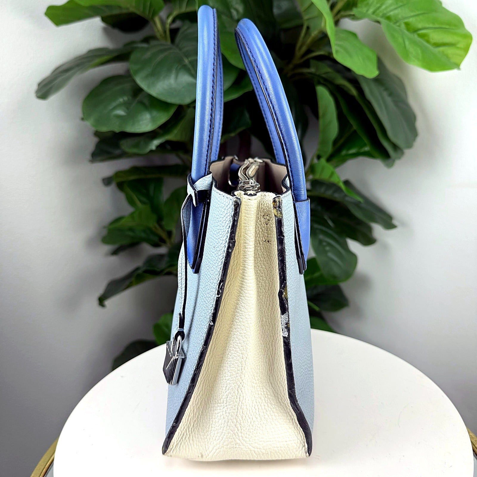Michael Kors Mercer light blue tote back