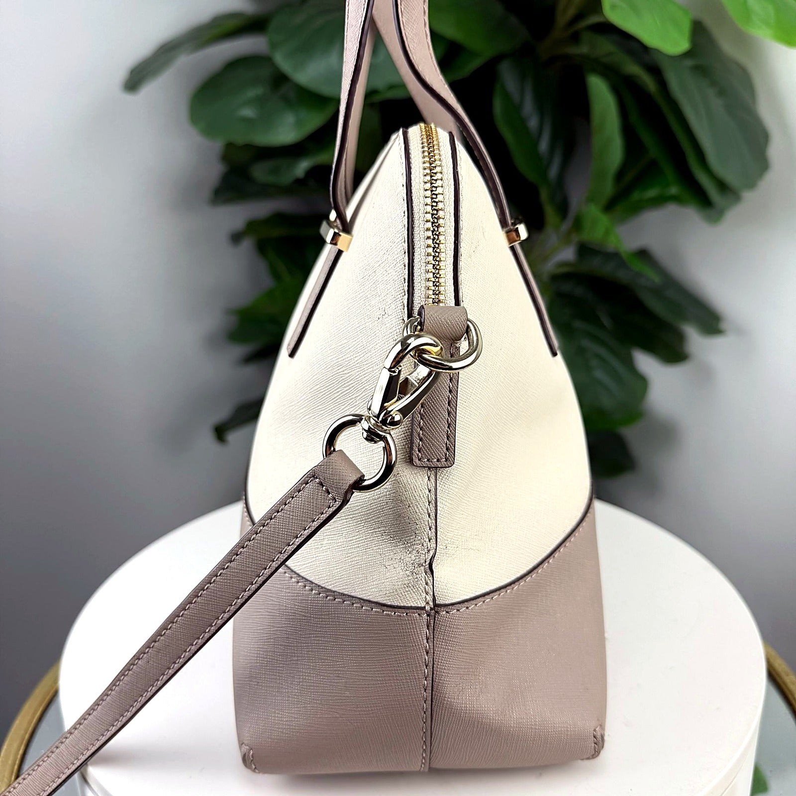 Kate Spade cream colorblock saffiano dome satchel back