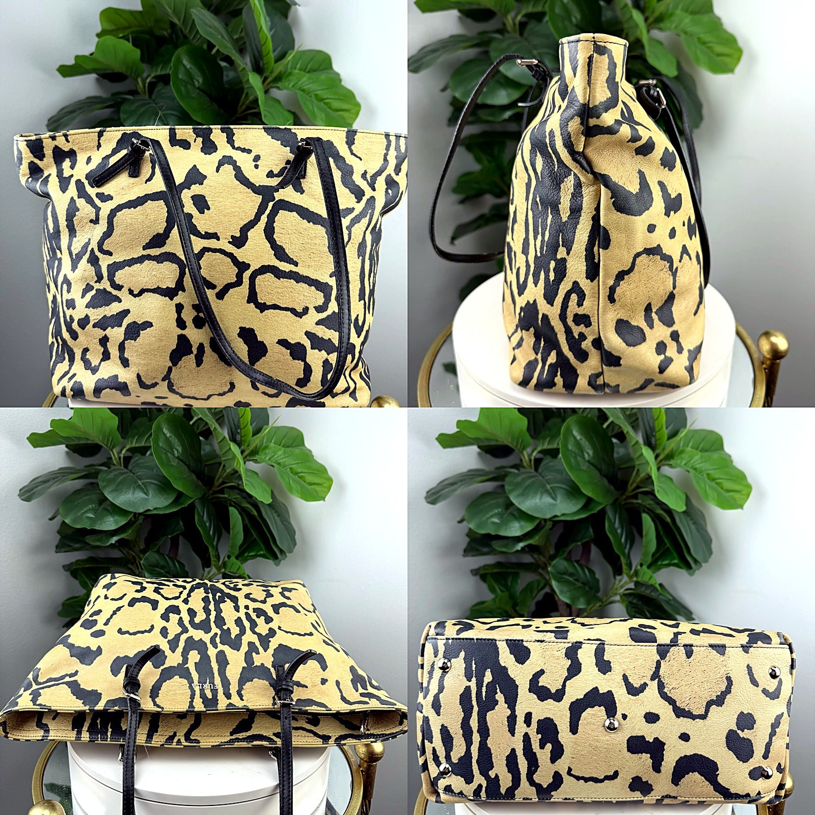 Furla leopard print calf hair tote detail grid 1