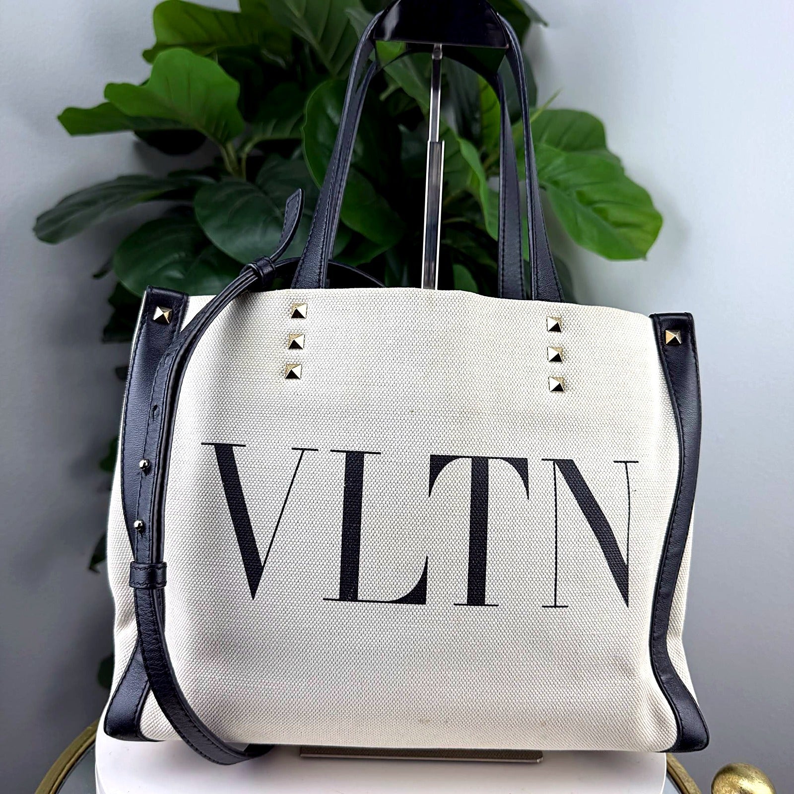 Valentino Garavani VLTN logo canvas tote front