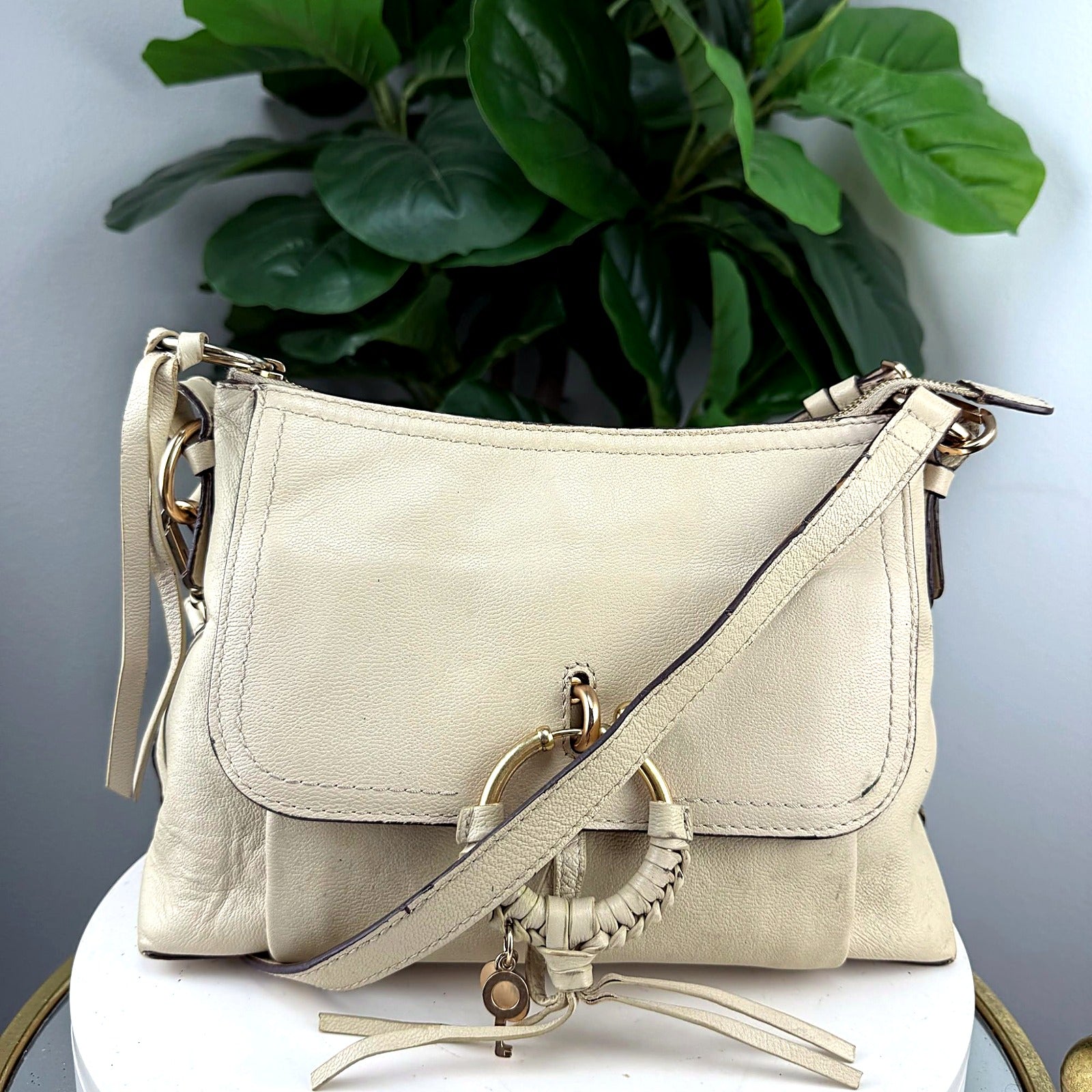 See By Chloe cream leather crossbody front