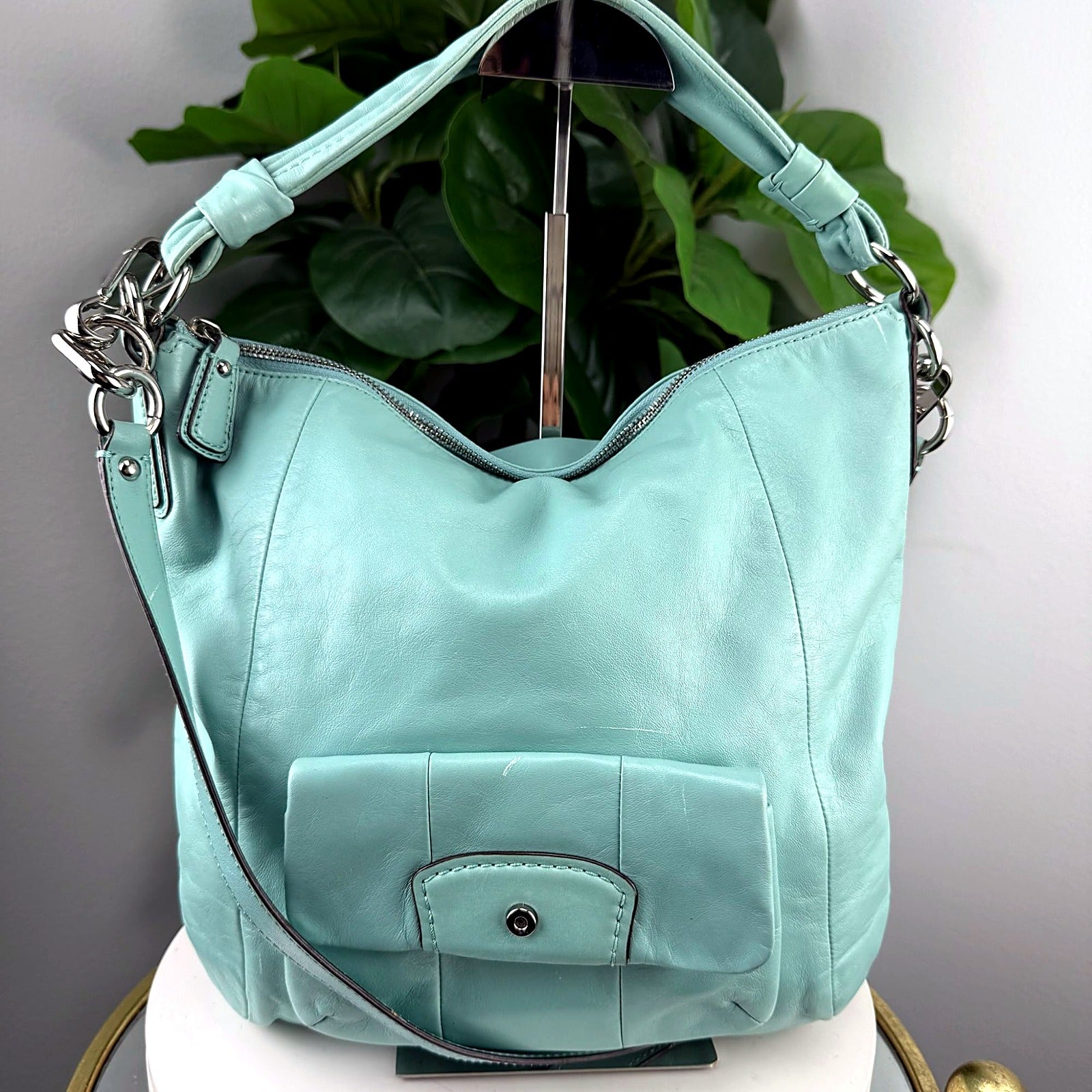 Authentic Coach Mint Green Leather Hobo Bag - A1062-14786