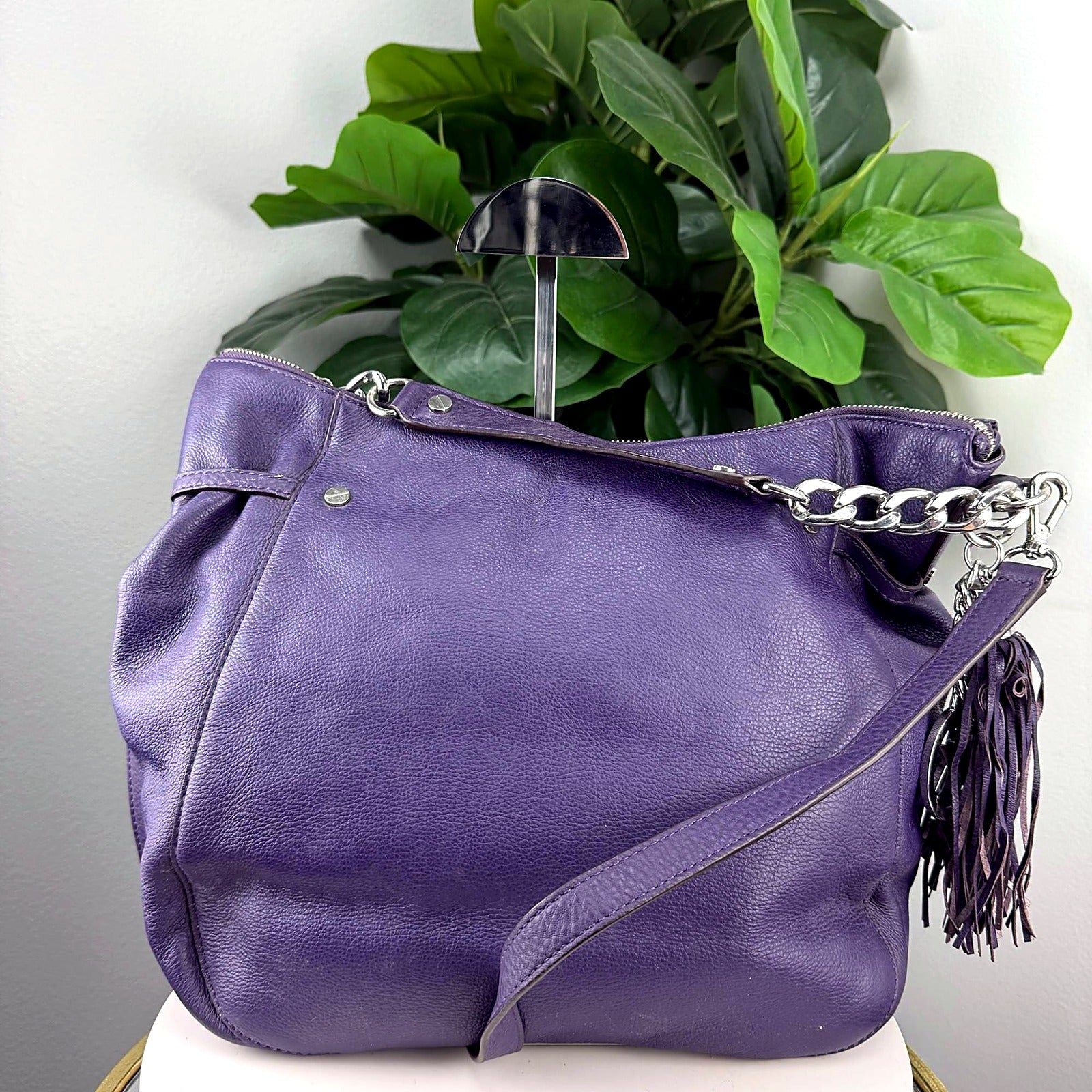 Authentic Michael Kors Purple Pebbled Leather Hobo Bag