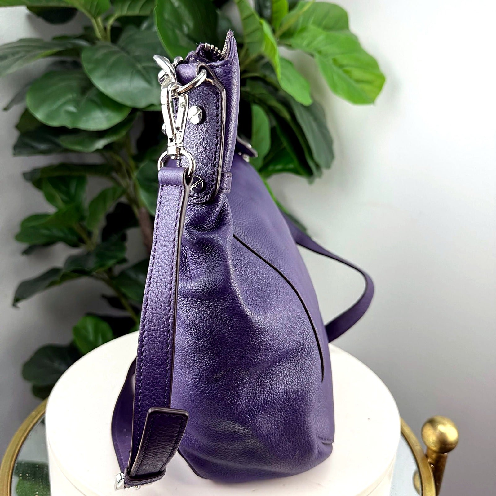 Authentic Michael Kors Purple Pebbled Leather Hobo Bag