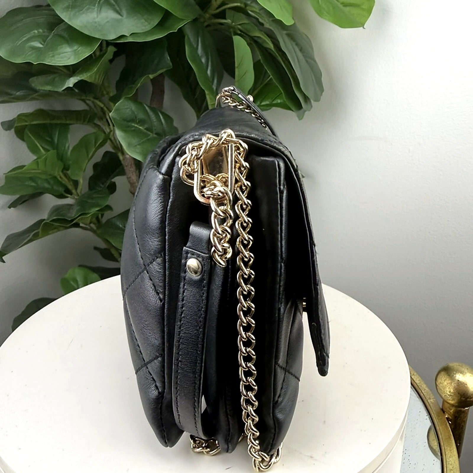 Authentic Kate Spade Quilted Black Leather Crossbody Bag - back