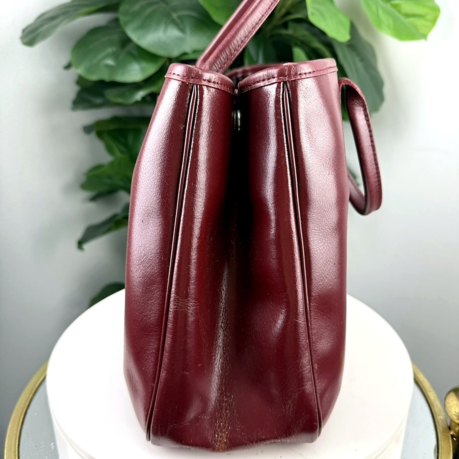 Authentic Longchamp Burgundy Leather Roseau Tote Bag - back