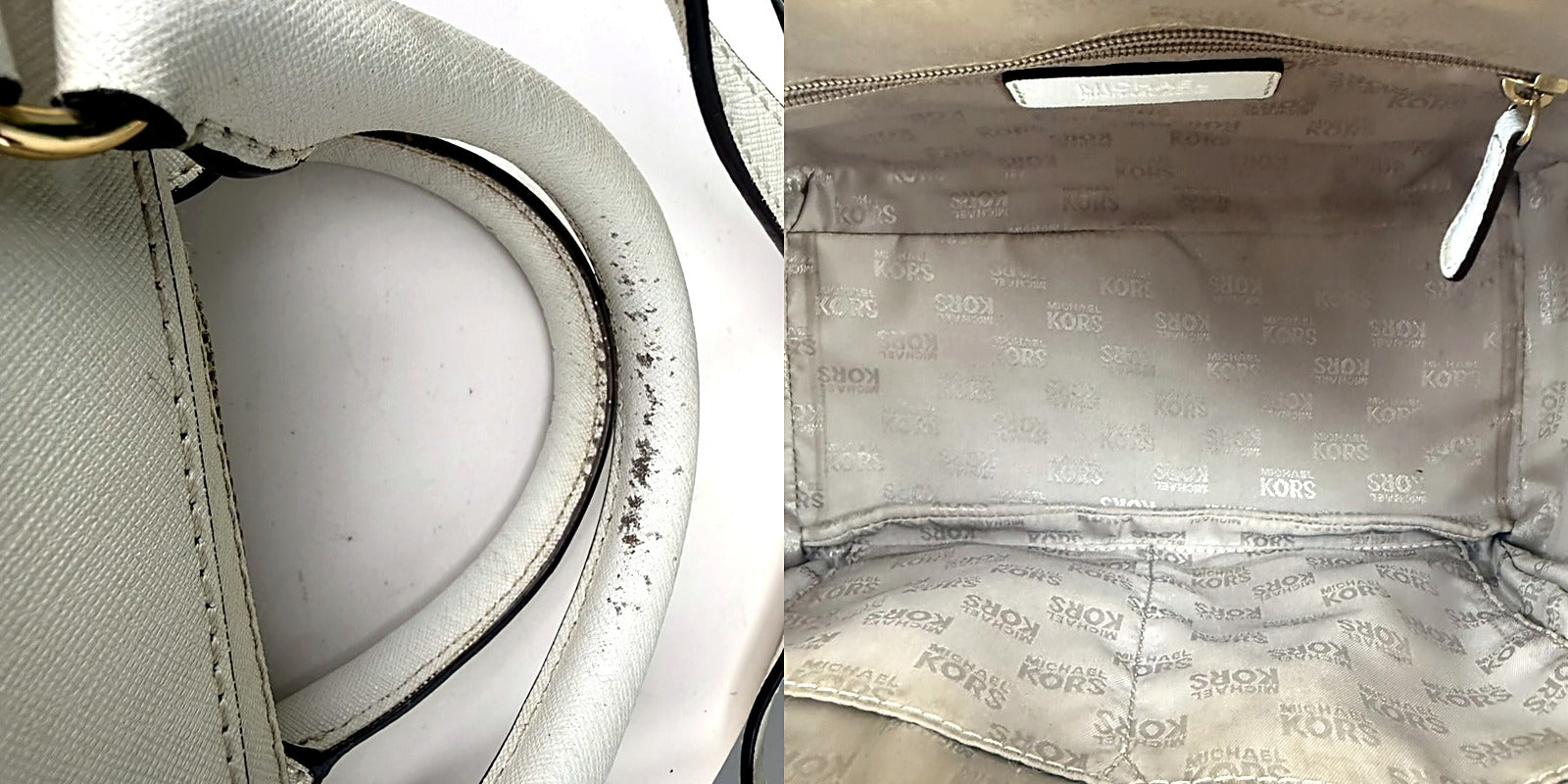 Authentic Michael Kors White Saffiano Leather Dome Satchel - pair