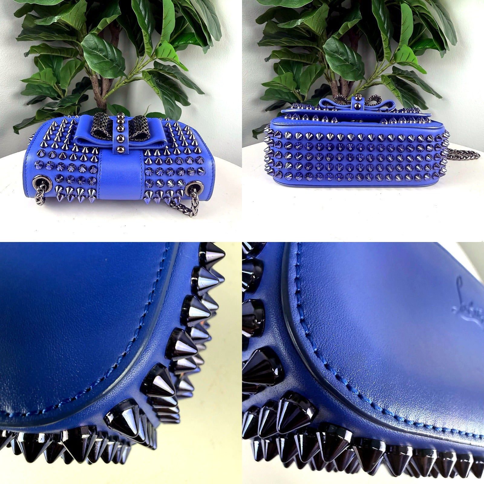 Authentic Christian Louboutin Sweet Charity crossbody bag - bow closure and stud texture detail