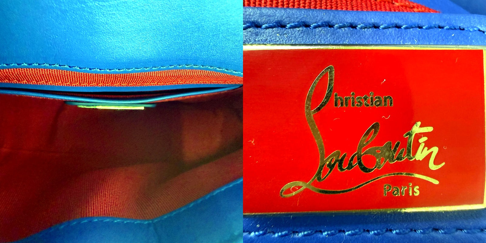 Authentic Christian Louboutin Sweet Charity crossbody bag - red interior lining and gold Christian Louboutin Paris tag