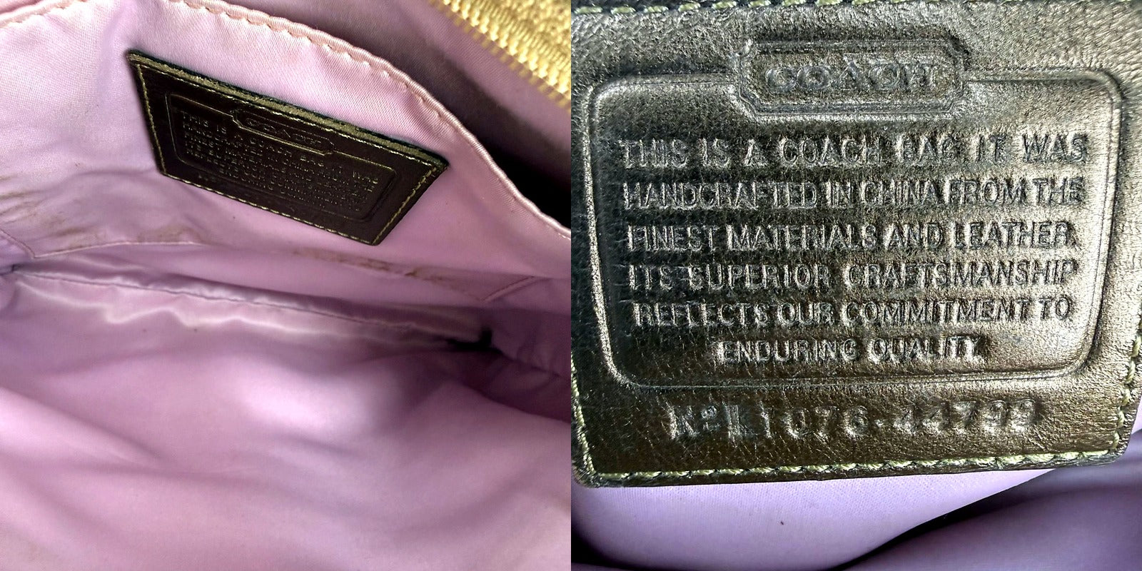 Authentic Coach khaki signature jacquard crossbody bag - pink interior lining and storypatch with style number
