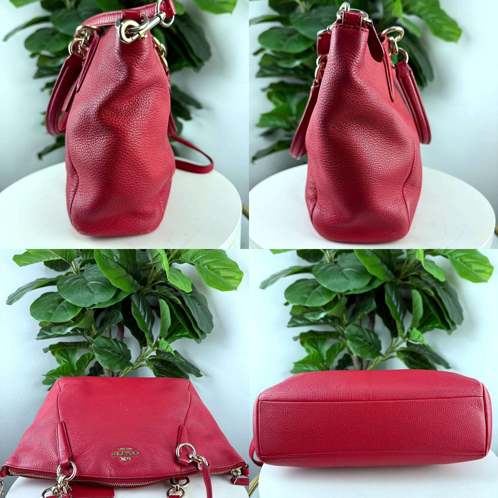 Coach Kelsey satchel silhouette and hardware detail