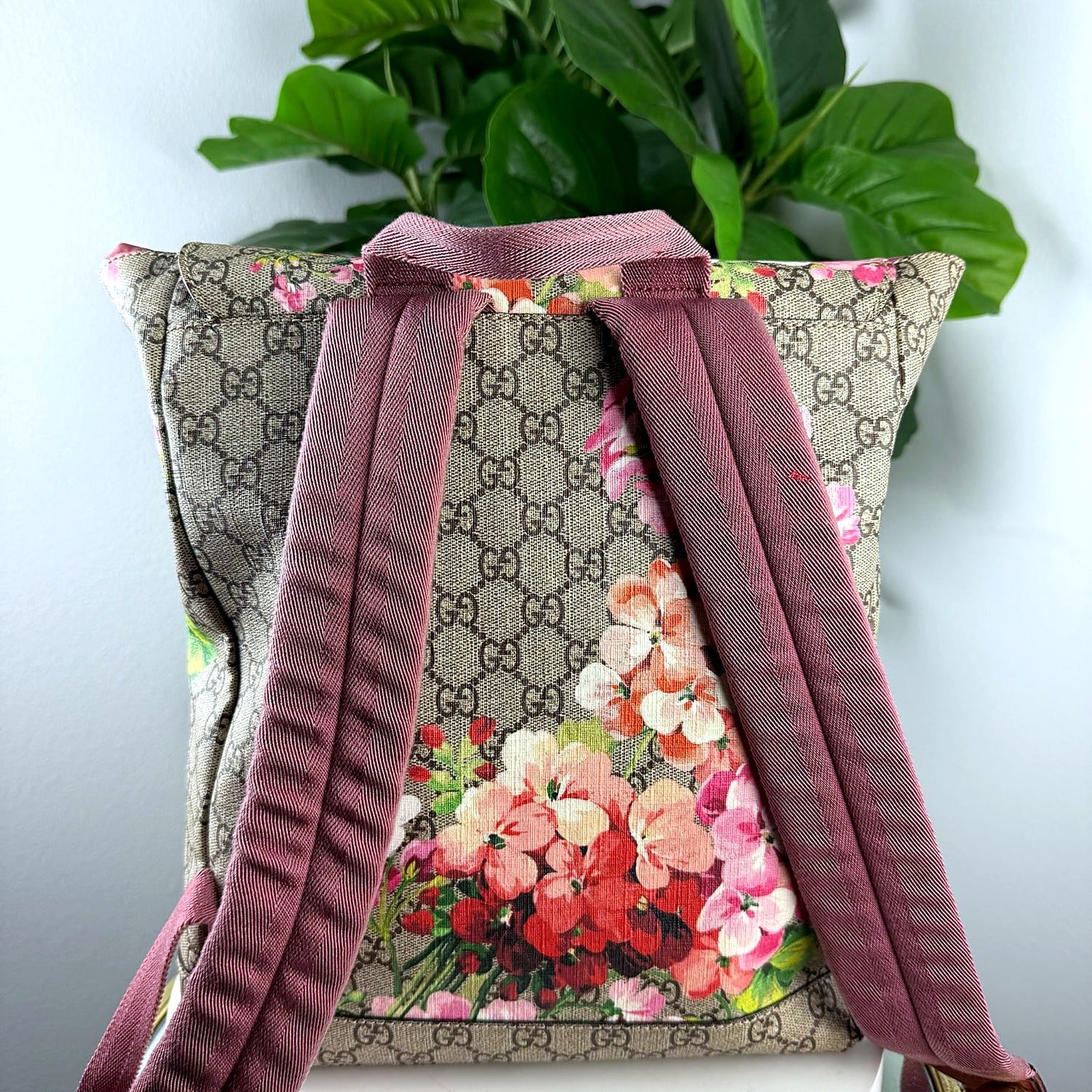 Authentic Gucci GG Blooms Floral Canvas Backpack - back
