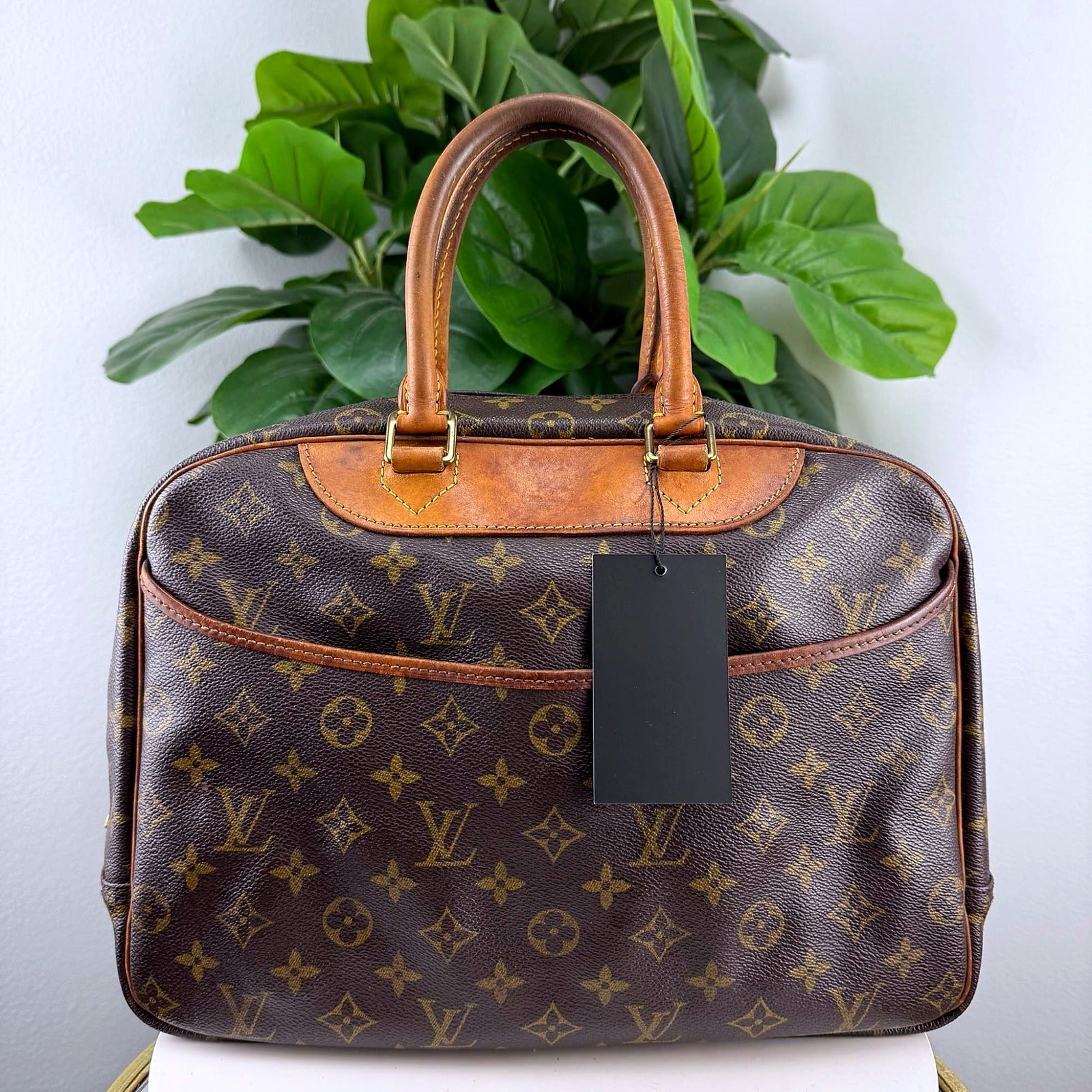 Authentic Louis Vuitton Cognac Trim Monogram Boston Bag - front