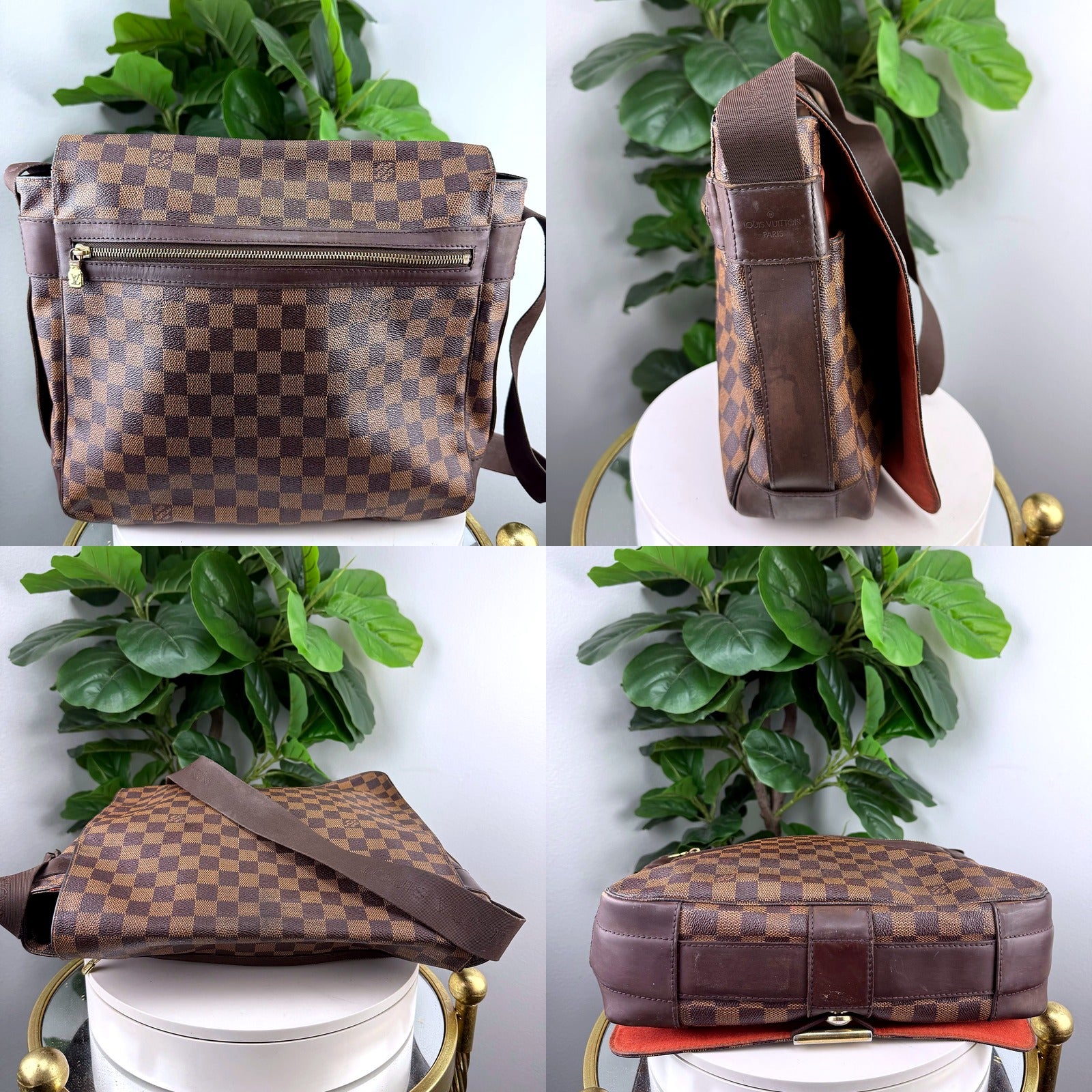 Authentic Louis Vuitton Damier Ebene Flap Messenger - detail angles