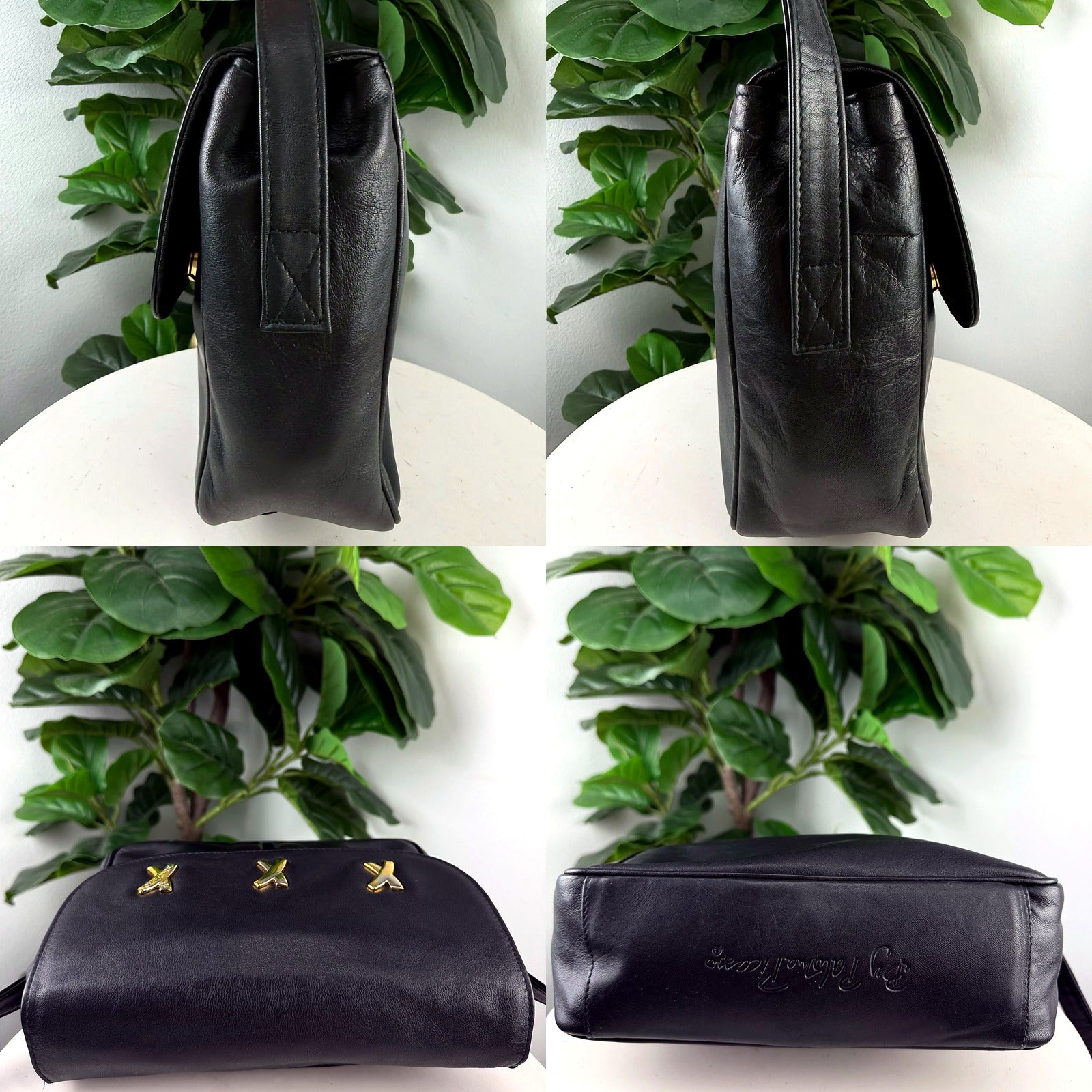 Paloma Picasso crossbody bag - sides, angled front, and base logo detail