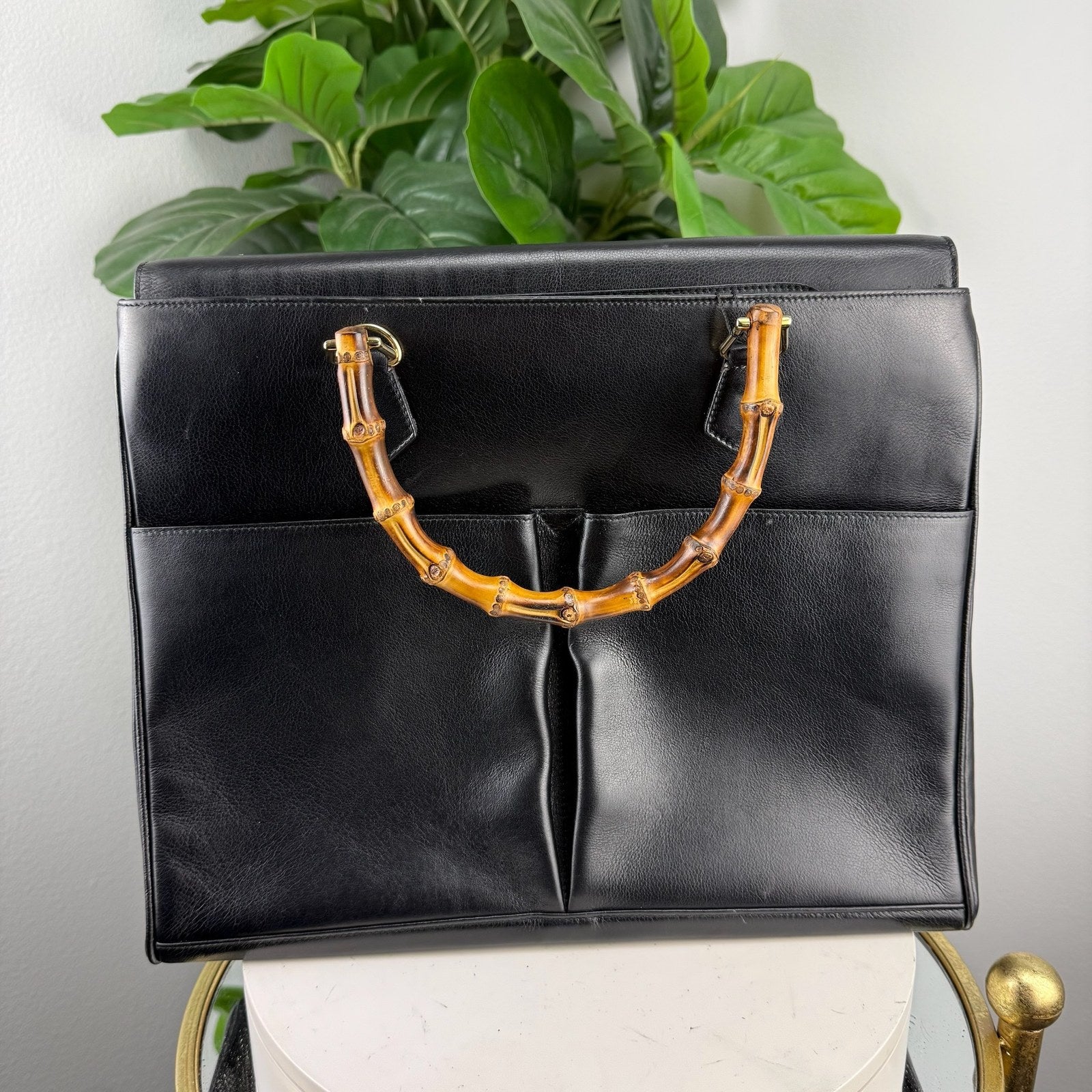 Vintage Gucci bamboo handle tote - front