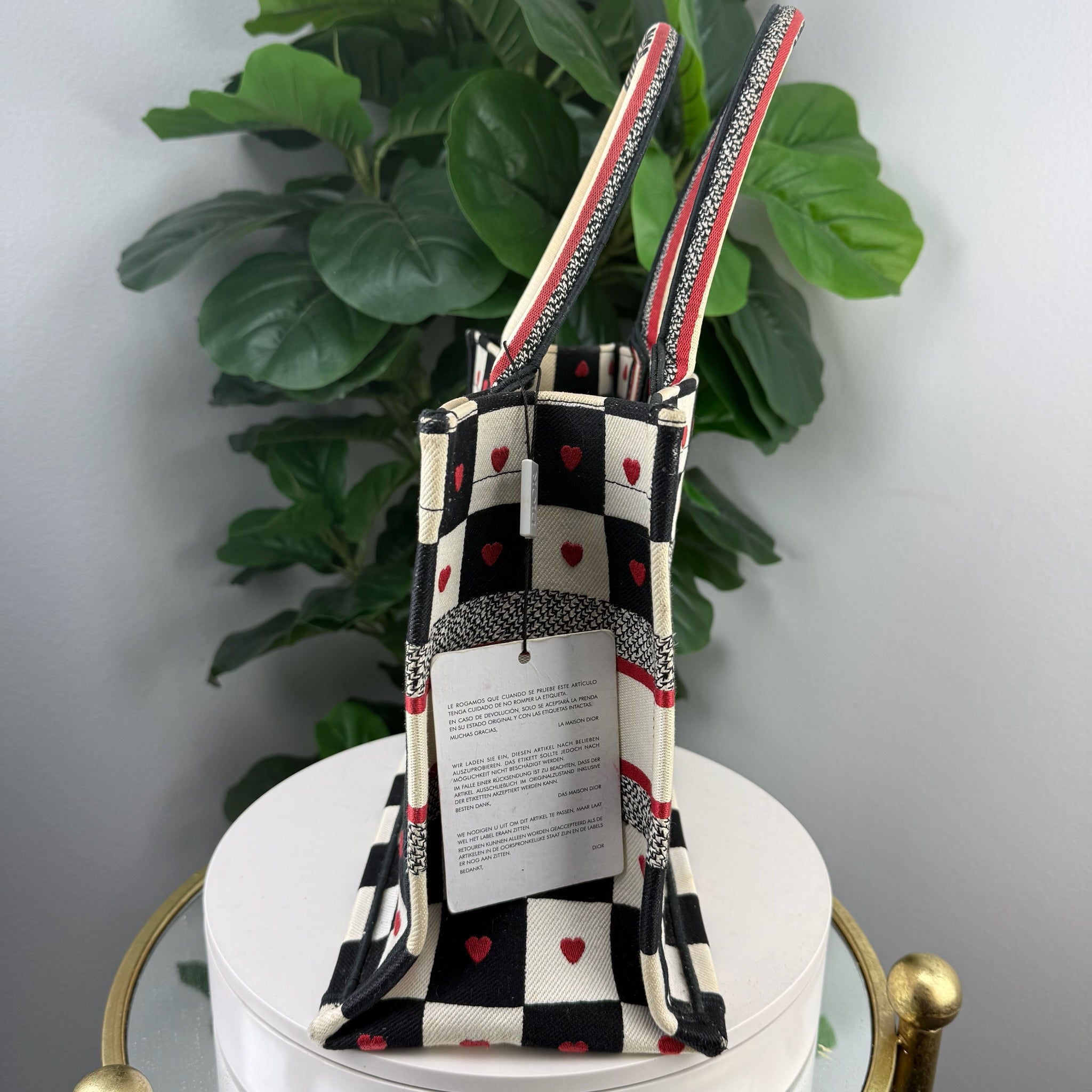 Christian Dior Book Tote Heart Print Canvas Bag