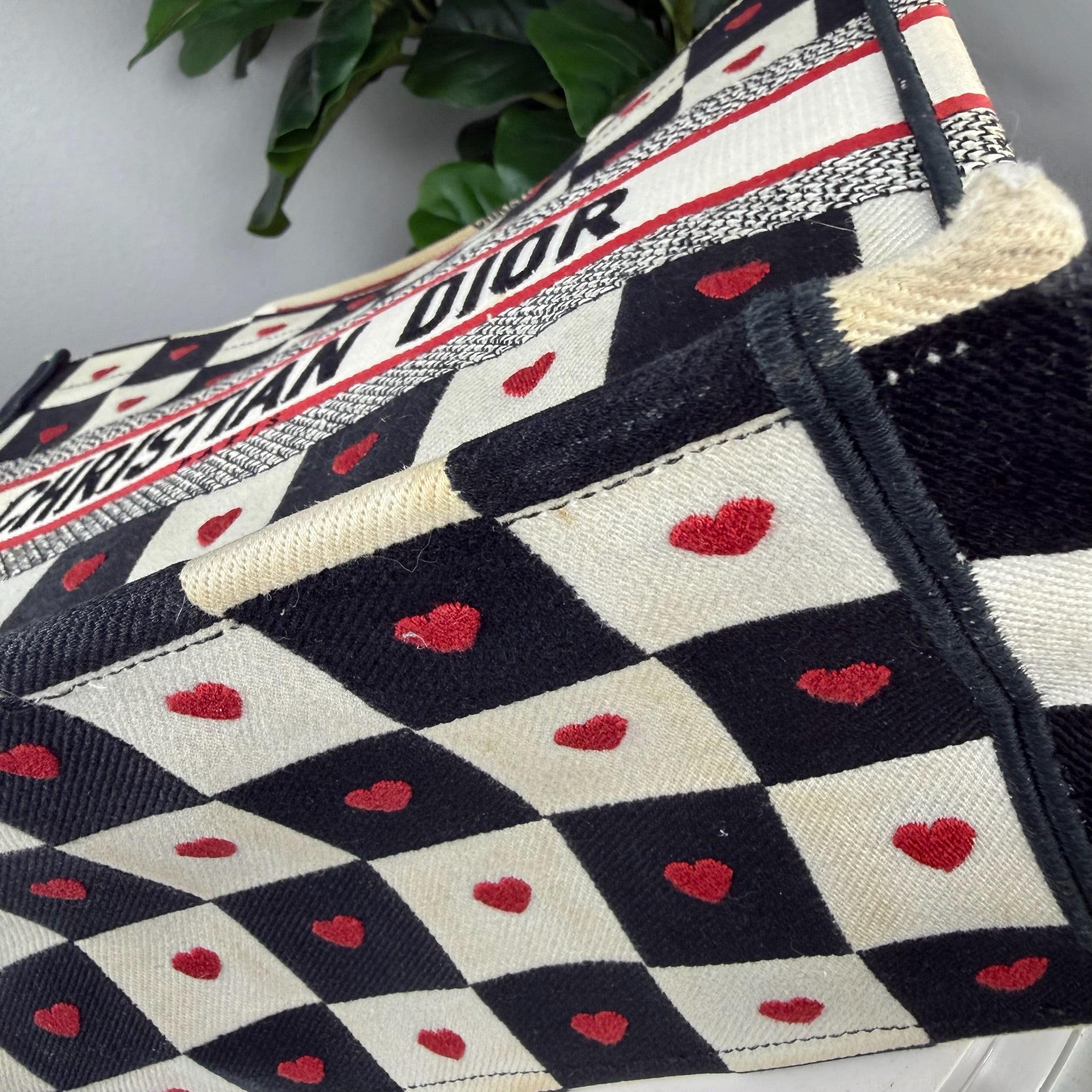 Christian Dior Book Tote Heart Print Canvas Bag