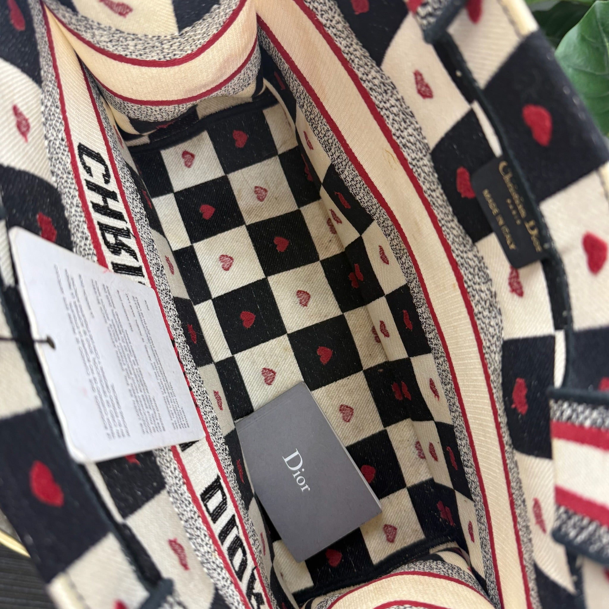 Christian Dior Book Tote Heart Print Canvas Bag