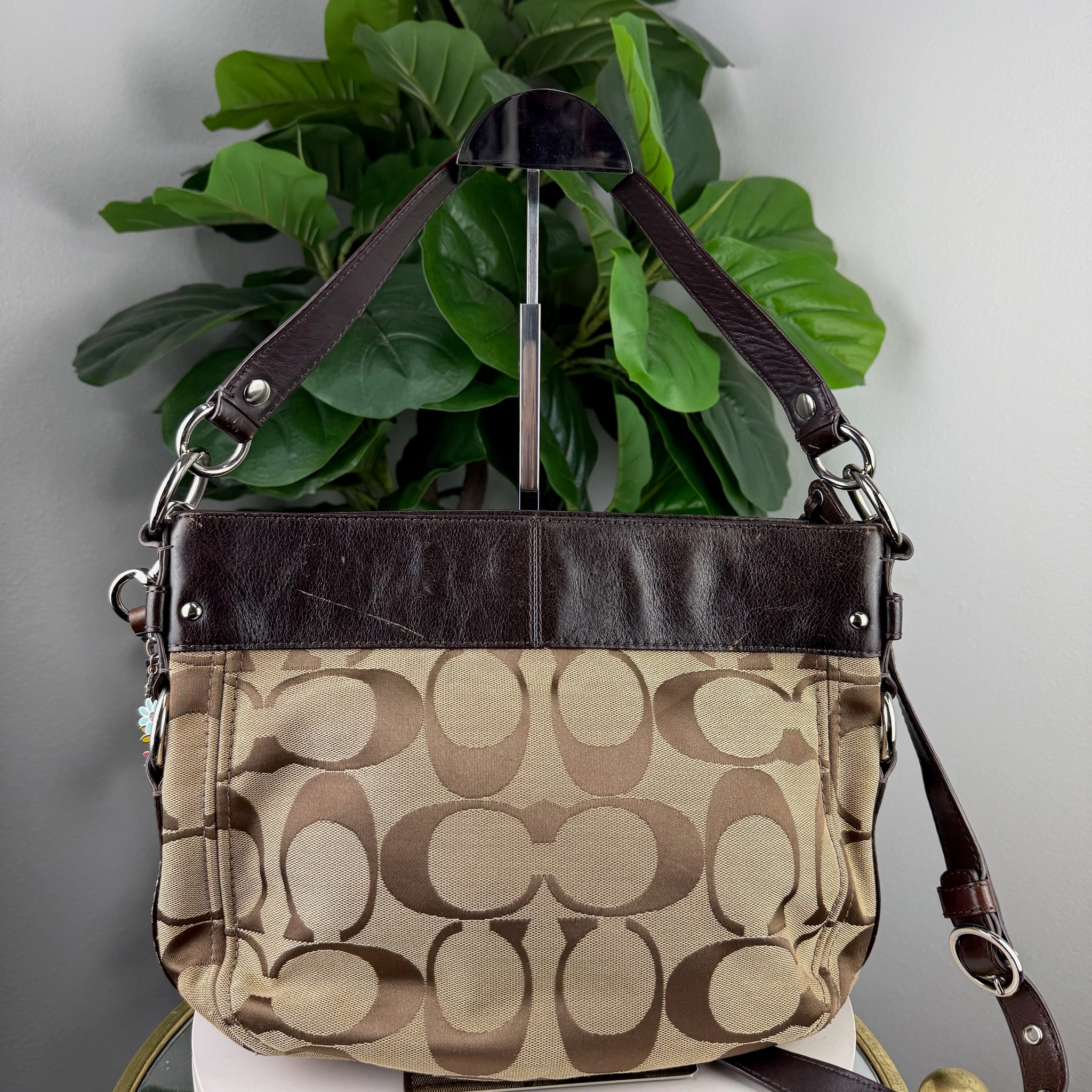 Coach Signature Canvas Hobo Crossbody Bag