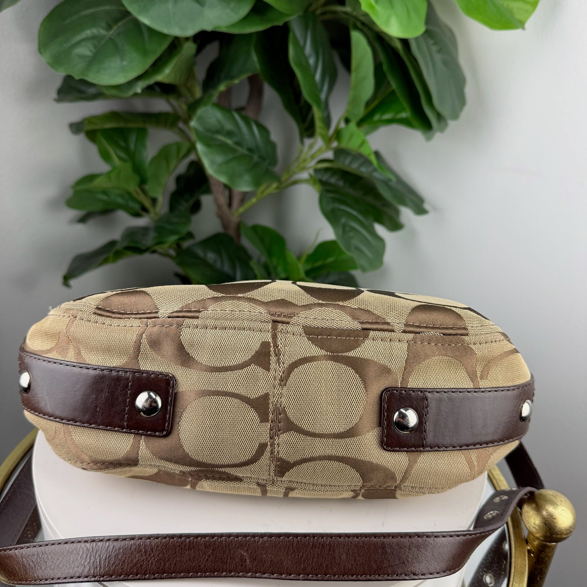 Coach Signature Canvas Hobo Crossbody Bag