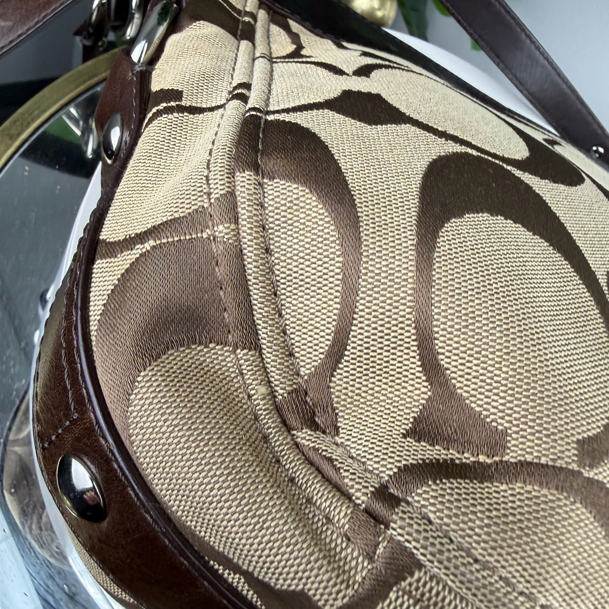 Coach Signature Canvas Hobo Crossbody Bag