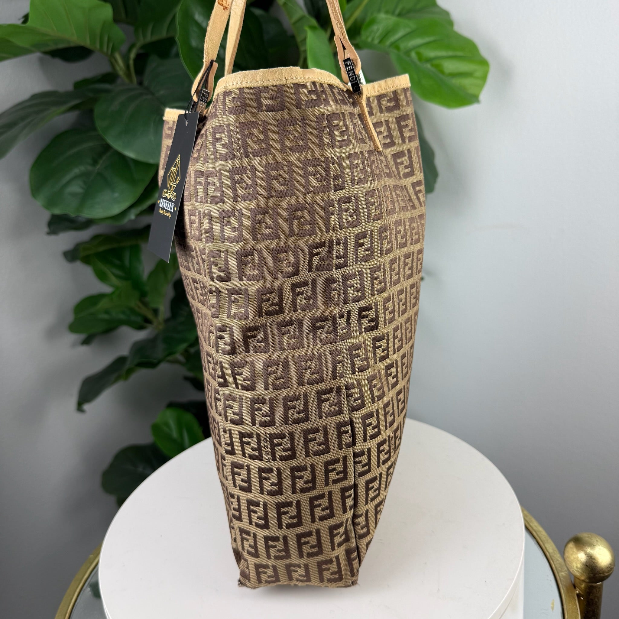 Authentic Fendi Zucchino Canvas Tall Tote Bag