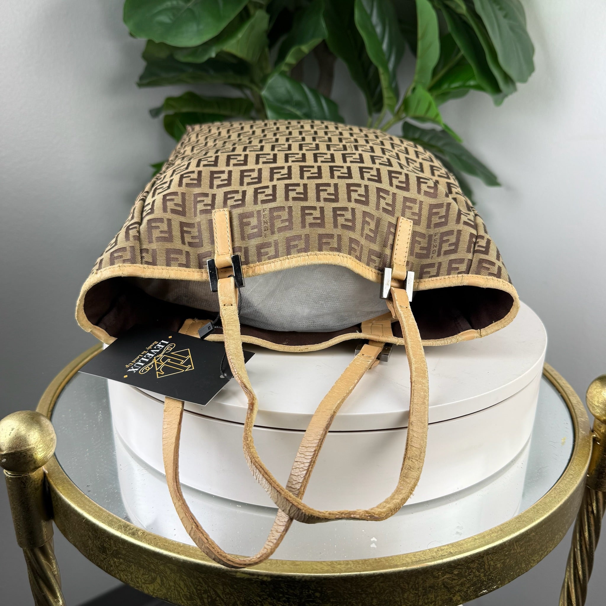 Authentic Fendi Zucchino Canvas Tall Tote Bag