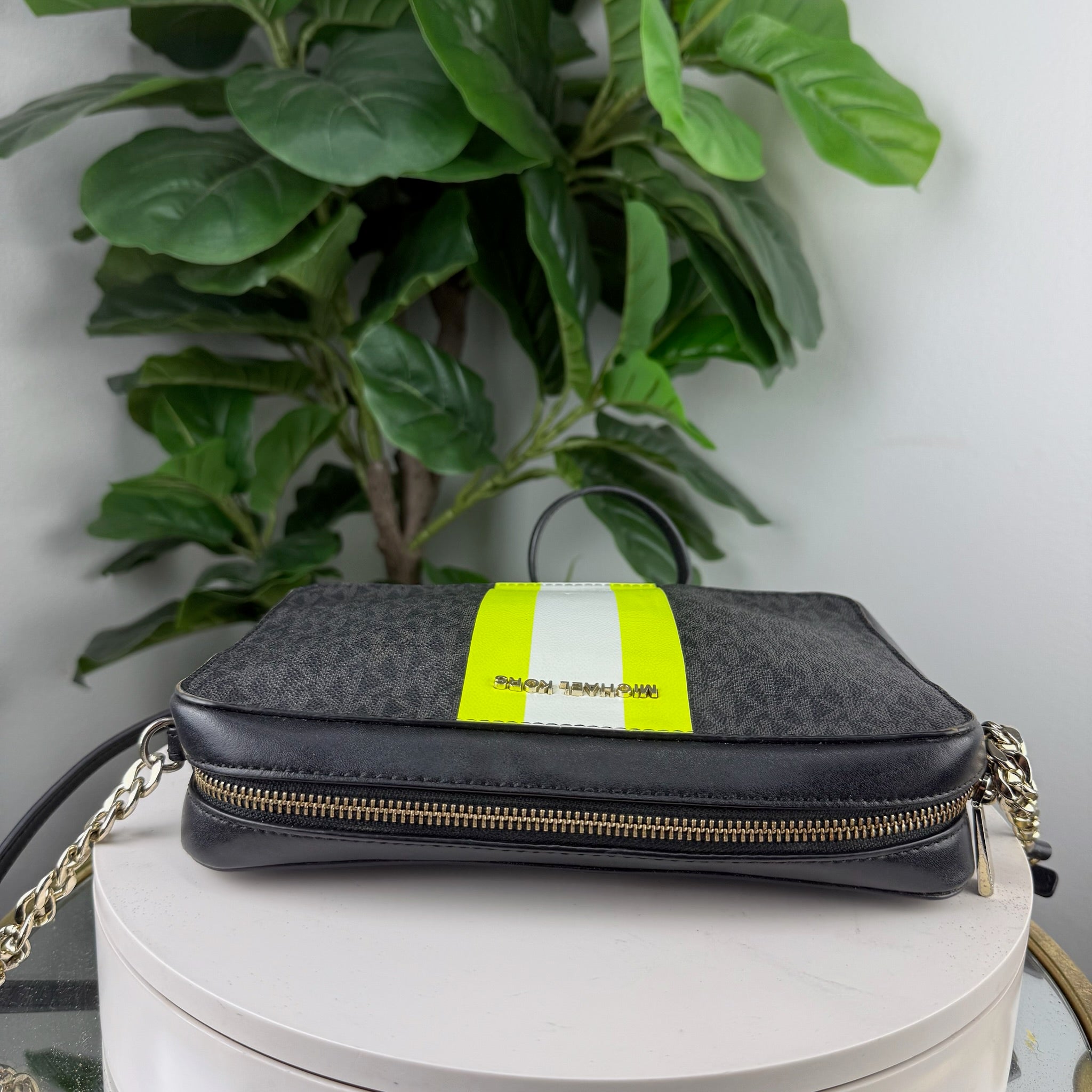 Michael Kors Jet Set Charm Center Stripe Camera Crossbody Bag