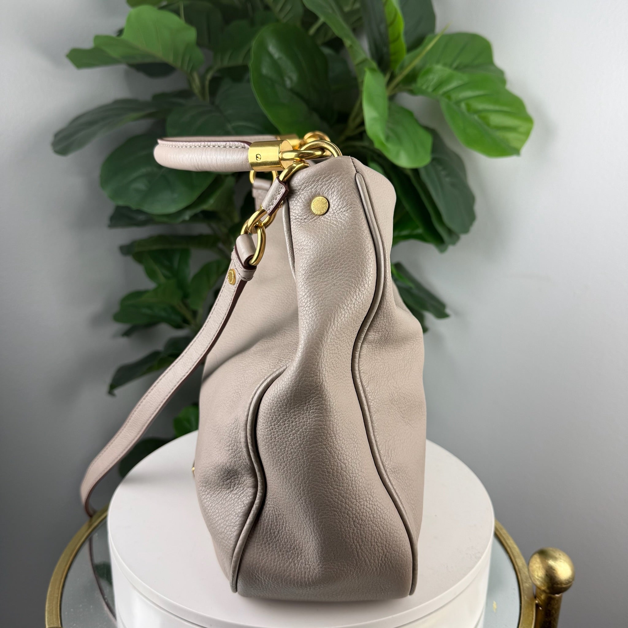 Marc by Marc Jacobs Pebbled Leather Hobo Bag - Taupe