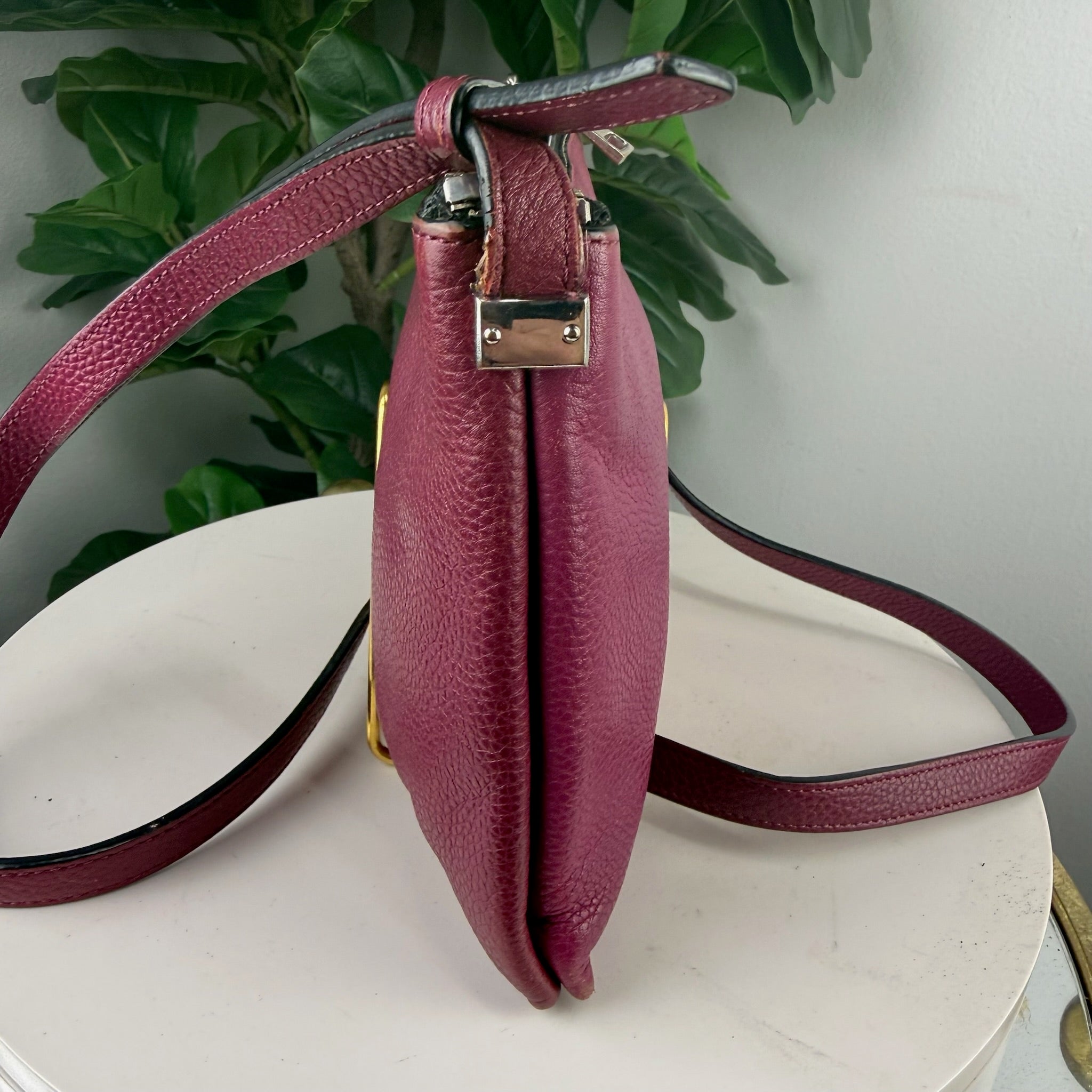 Marc Jacobs Pebbled Leather Double Zip Crossbody Bag - Magenta