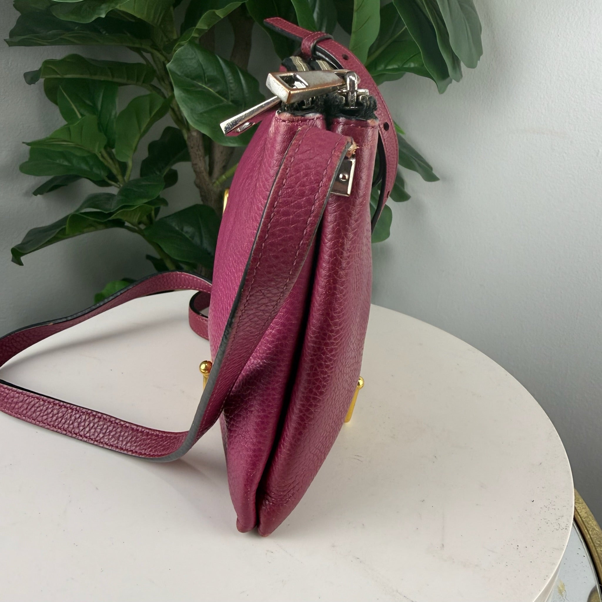 Marc Jacobs Pebbled Leather Double Zip Crossbody Bag - Magenta