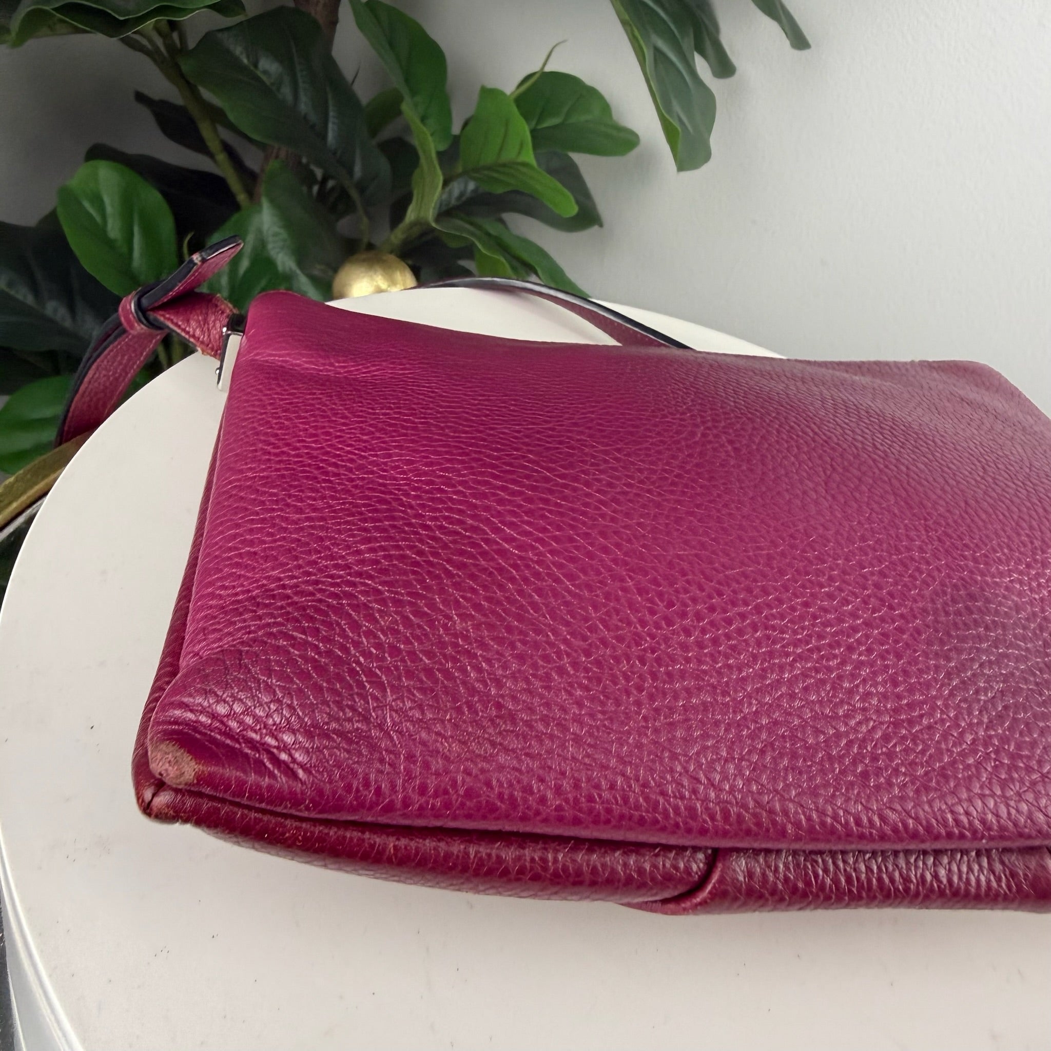 Marc Jacobs Pebbled Leather Double Zip Crossbody Bag - Magenta