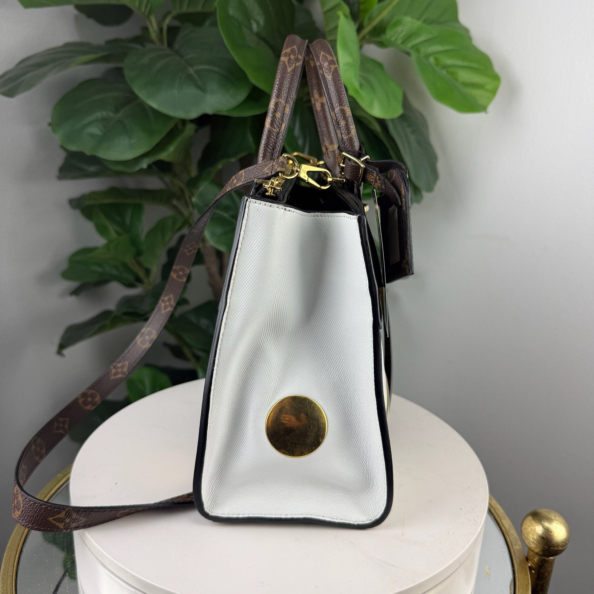 Louis Vuitton x NIGO LV² Black and White Leather Tote with Gold Medallions