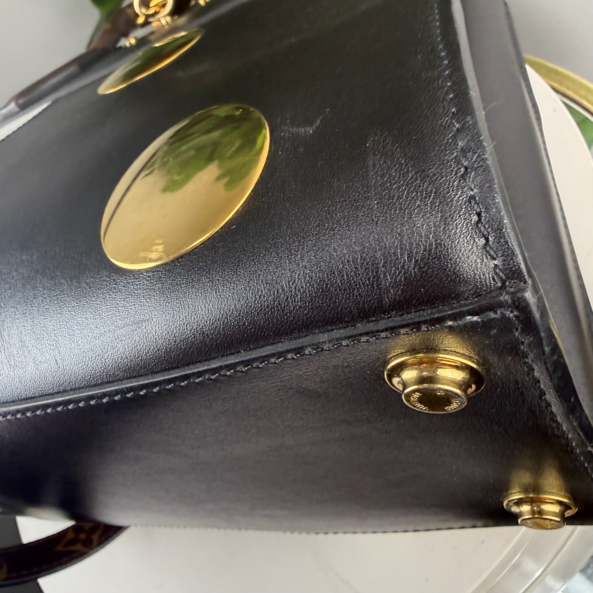 Louis Vuitton x NIGO LV² Black and White Leather Tote with Gold Medallions