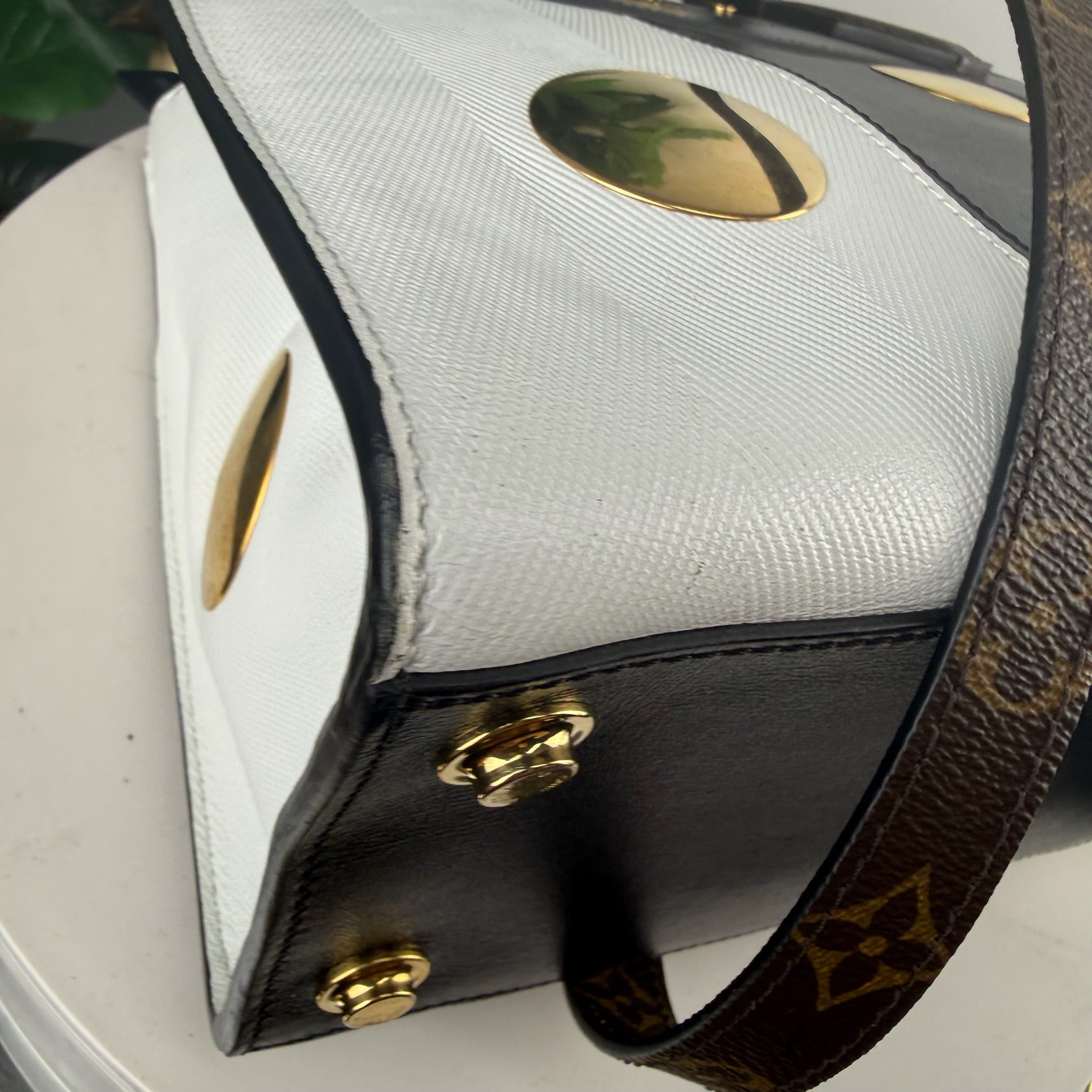 Louis Vuitton x NIGO LV² Black and White Leather Tote with Gold Medallions